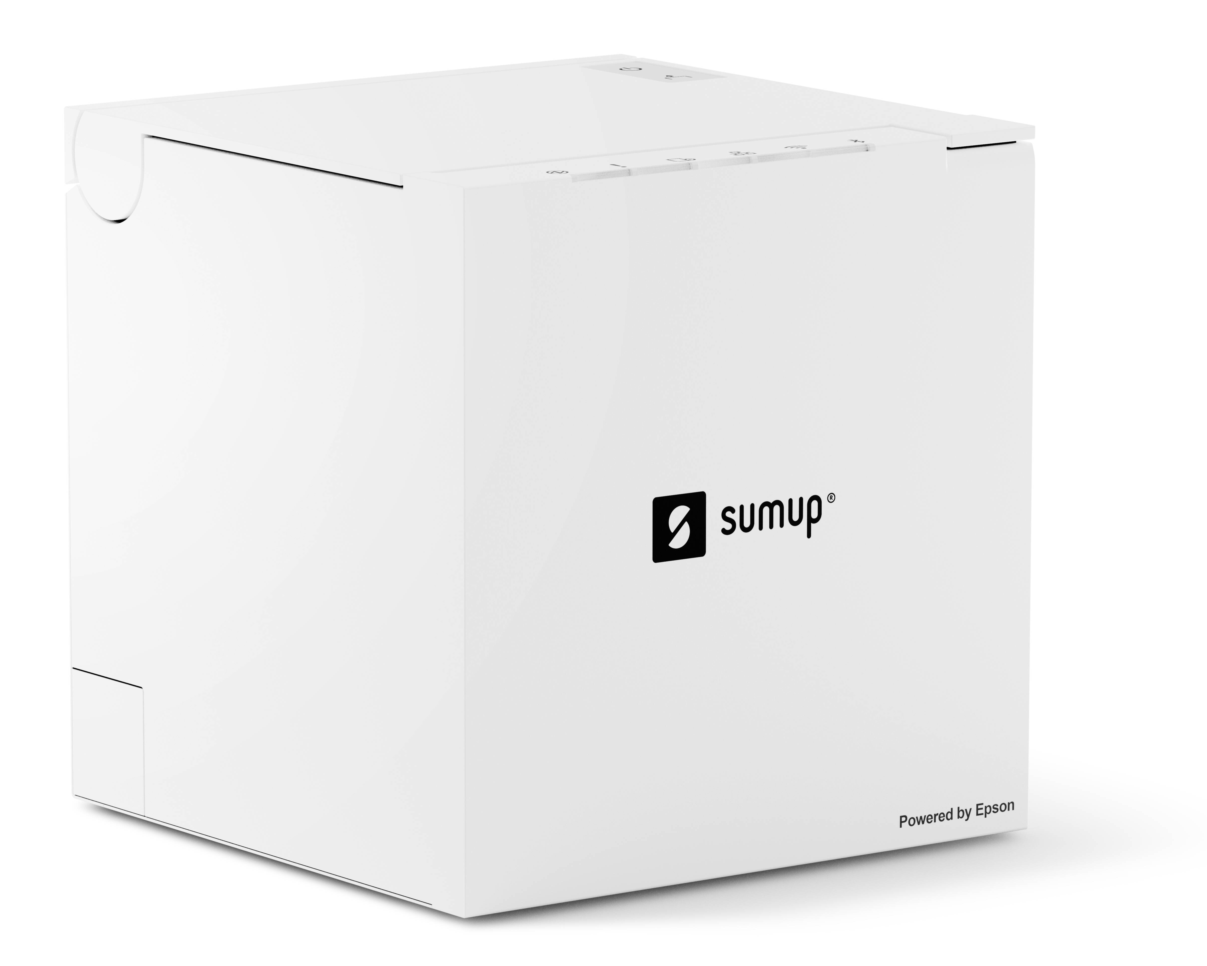 Weiße SumUp-Produktbox mit „Powered by Epson