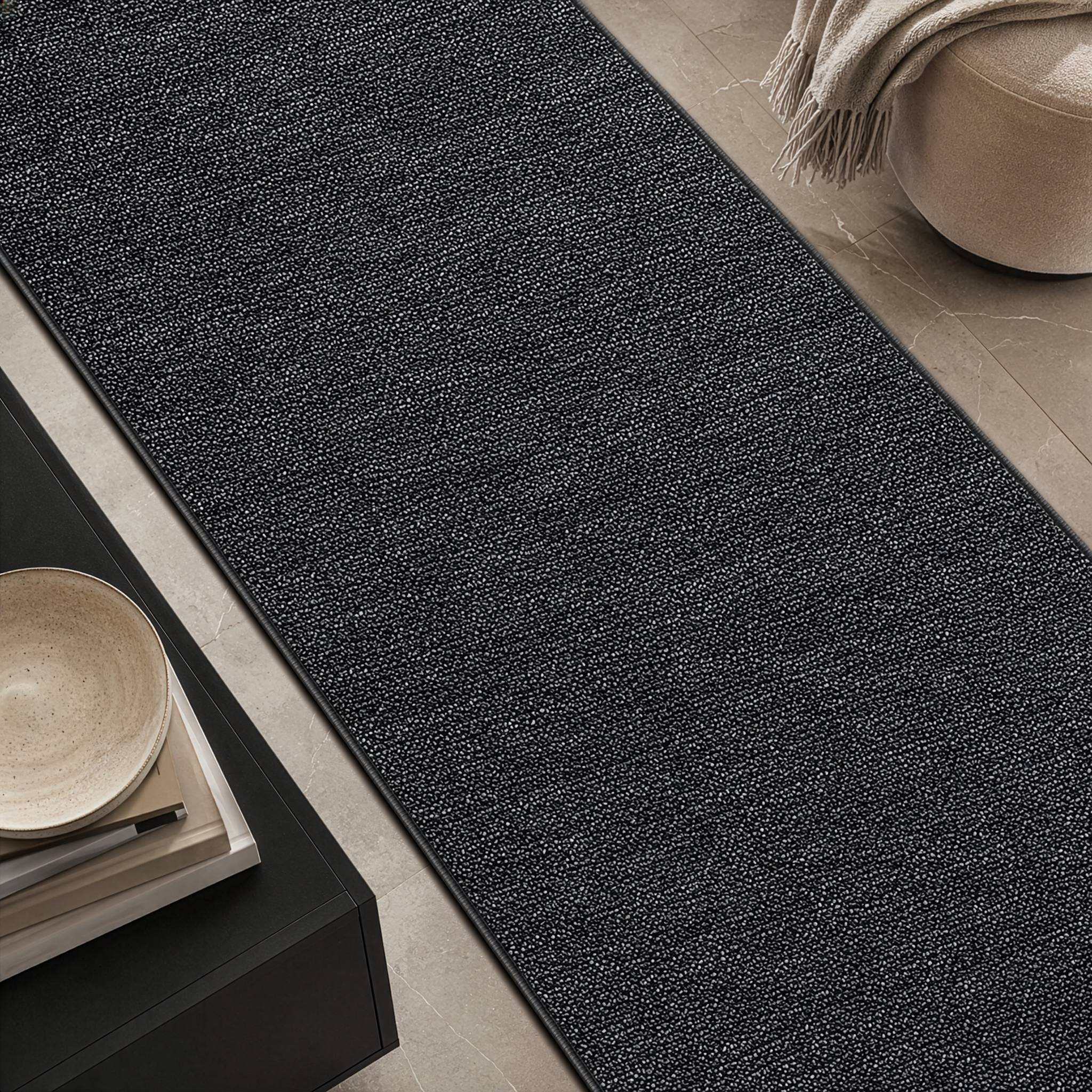 FLOORDIREKT Teppich-Läufer London – Pflegeleichter Schlingenfloor – Modernes Design – Anthrazit – 80 x 500 cm
