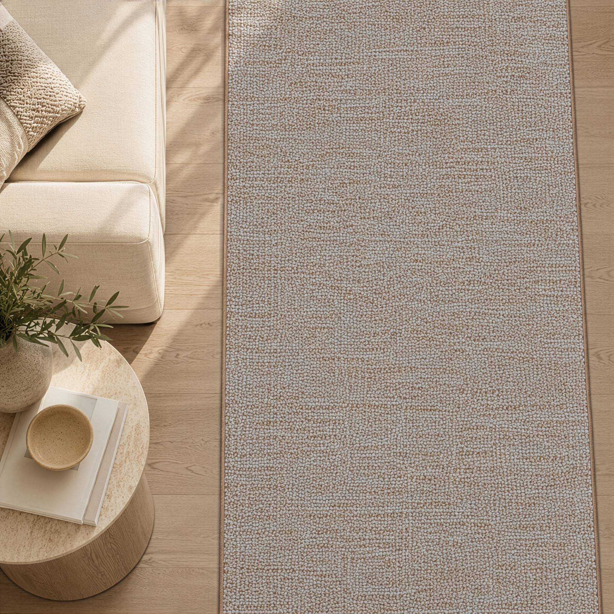 FLOORDIREKT Teppich-Läufer London – Pflegeleichter Schlingenfloor – Modernes Design – Beige – 67 x 500 cm