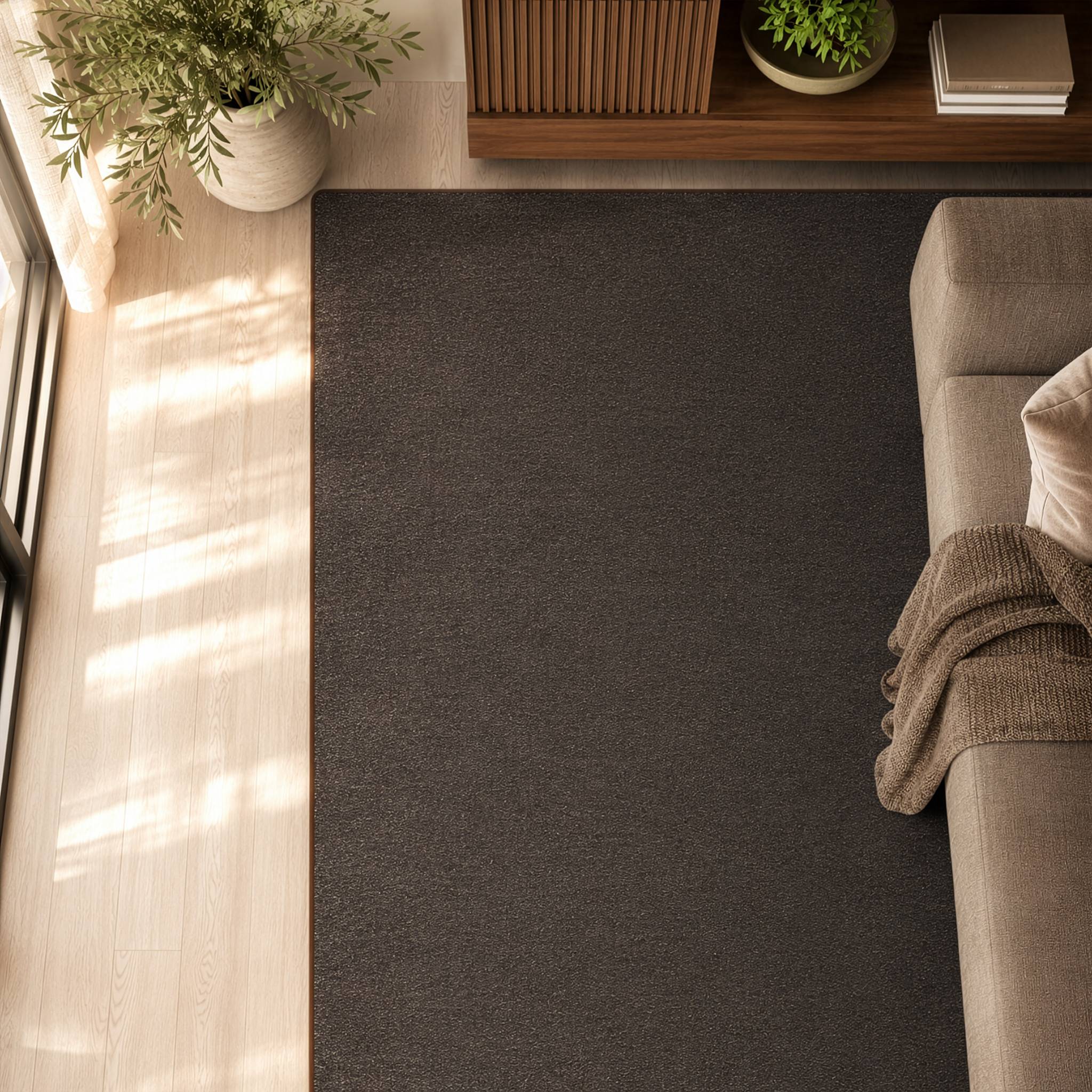 FLOORDIREKT Teppich-Läufer London – Pflegeleichter Schlingenfloor – Modernes Design – Dunkelbraun – 100 x 150 cm