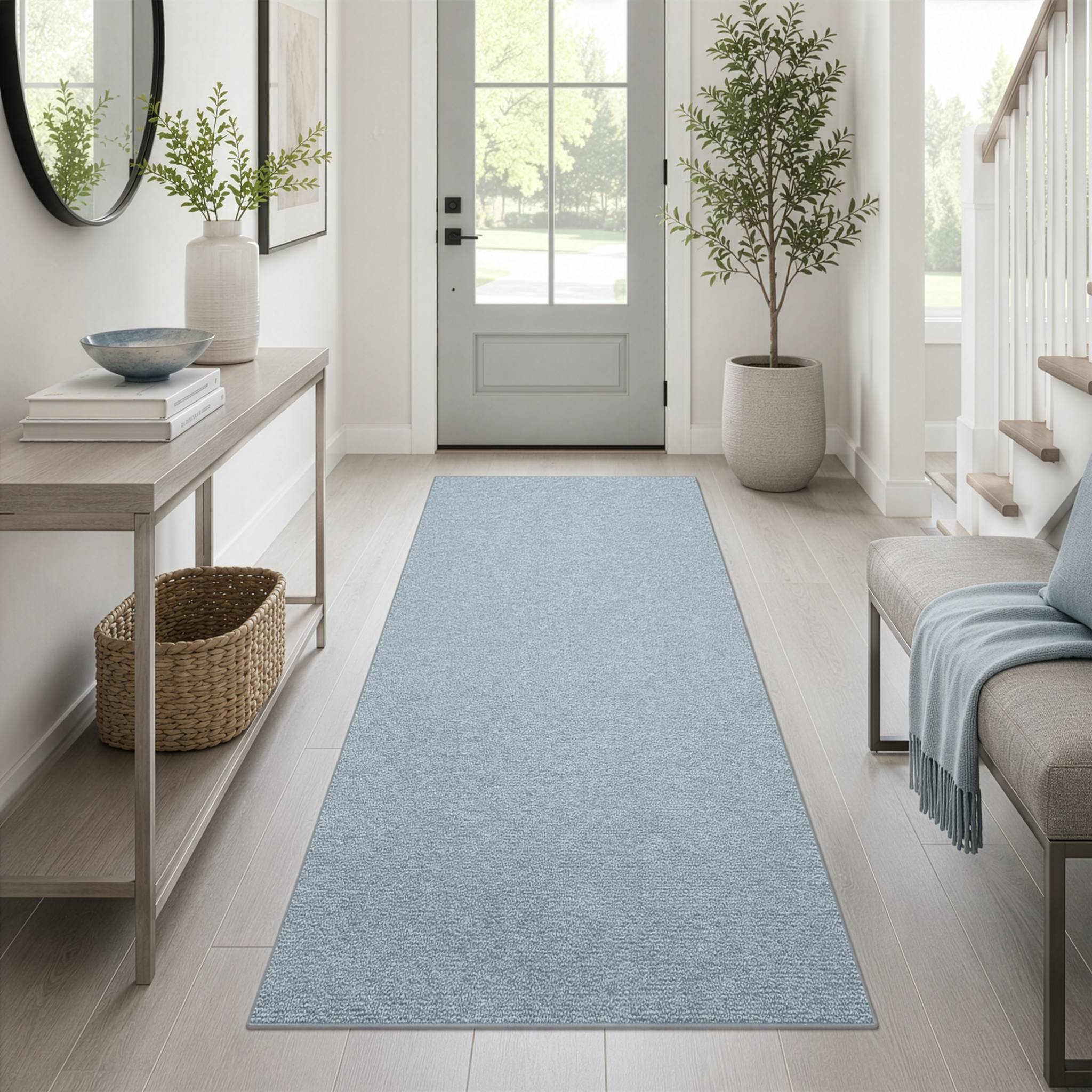 FLOORDIREKT Teppich-Läufer London – Pflegeleichter Schlingenfloor – Modernes Design – Hellgrau – 67 x 150 cm