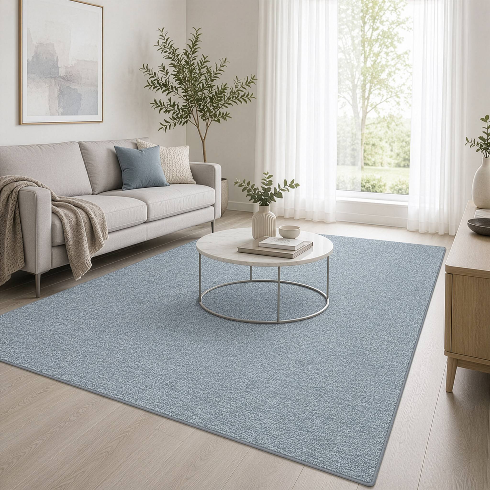 FLOORDIREKT Teppich-Läufer London – Pflegeleichter Schlingenfloor – Modernes Design – Hellgrau – 67 x 350 cm