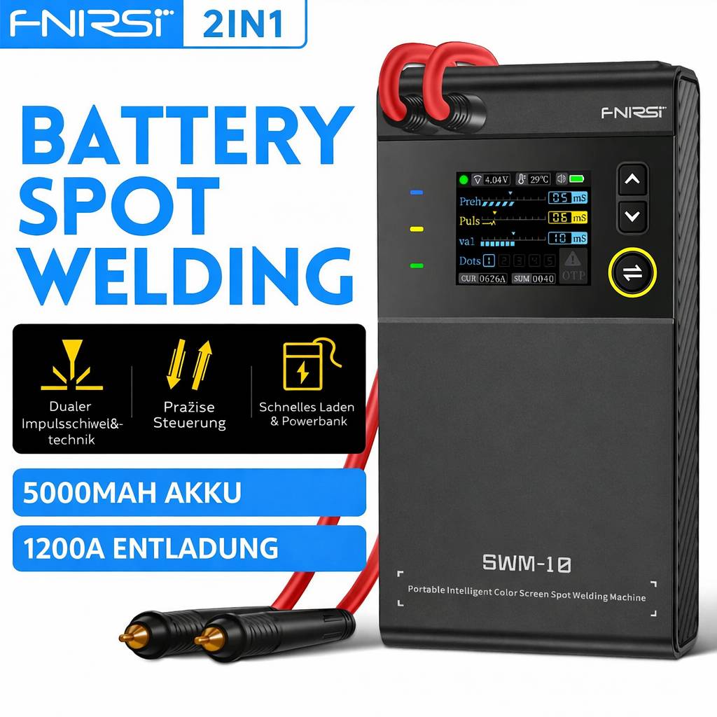 FNIRSI SWM-10 tragbares intelligentes Punktschweißgerät, Farbdisplay, 5000mAh Powerbank, 1200A