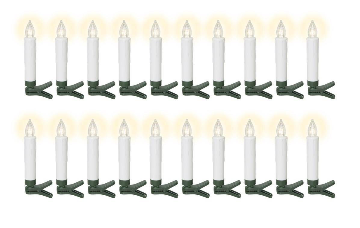 Goobay 20 kabellose LED-Weihnachtsbaumkerzen - mit Klemmen, Fernbedienung und Timerfunktion, dimmbar, warmweiß (2600 K)
