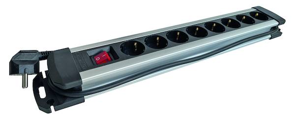 PDSLAS8sw Alu Tischsteckdose 8f Schalter