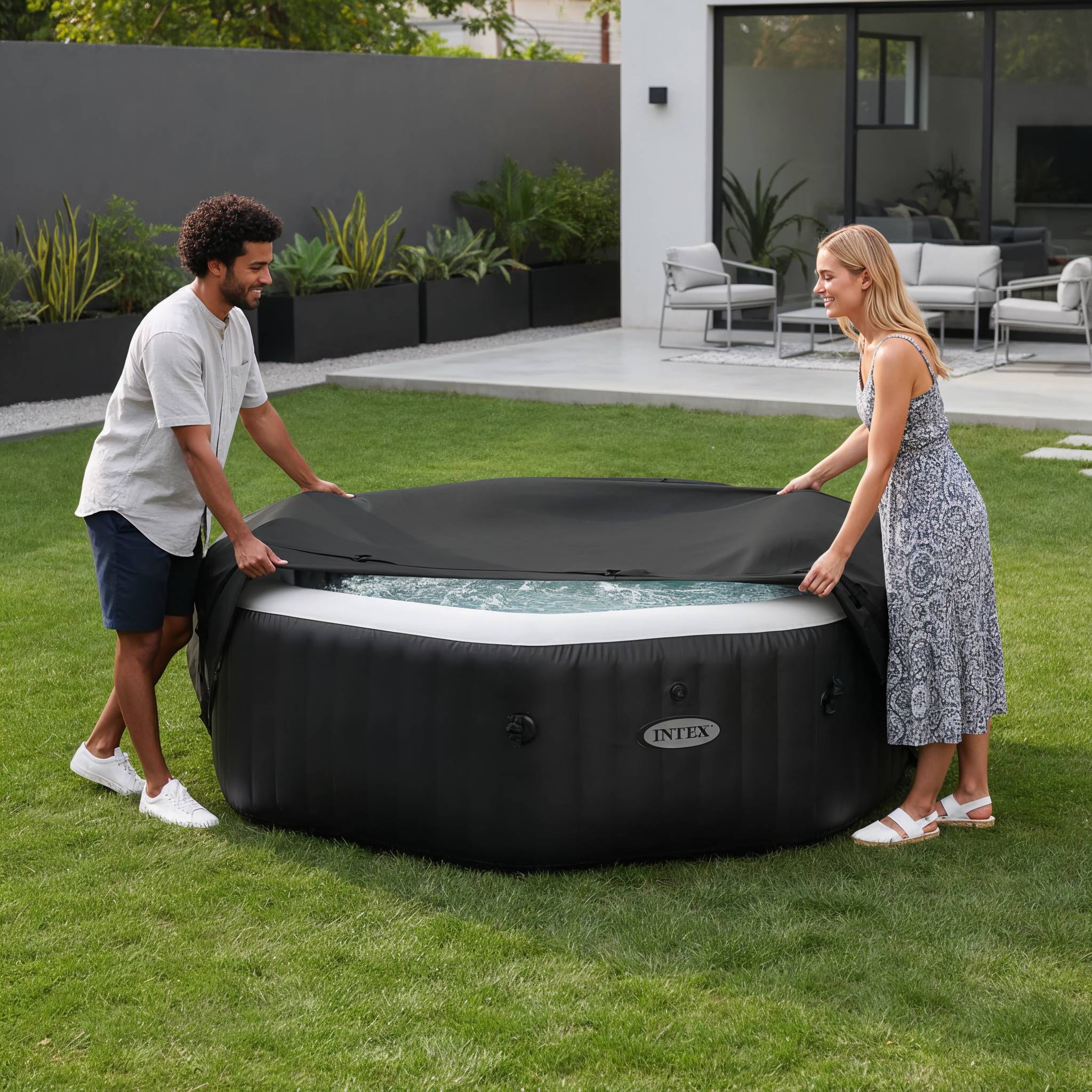 INTEX Spa-Abdeckung Dunkelgrau 211 x 211 cm PVC