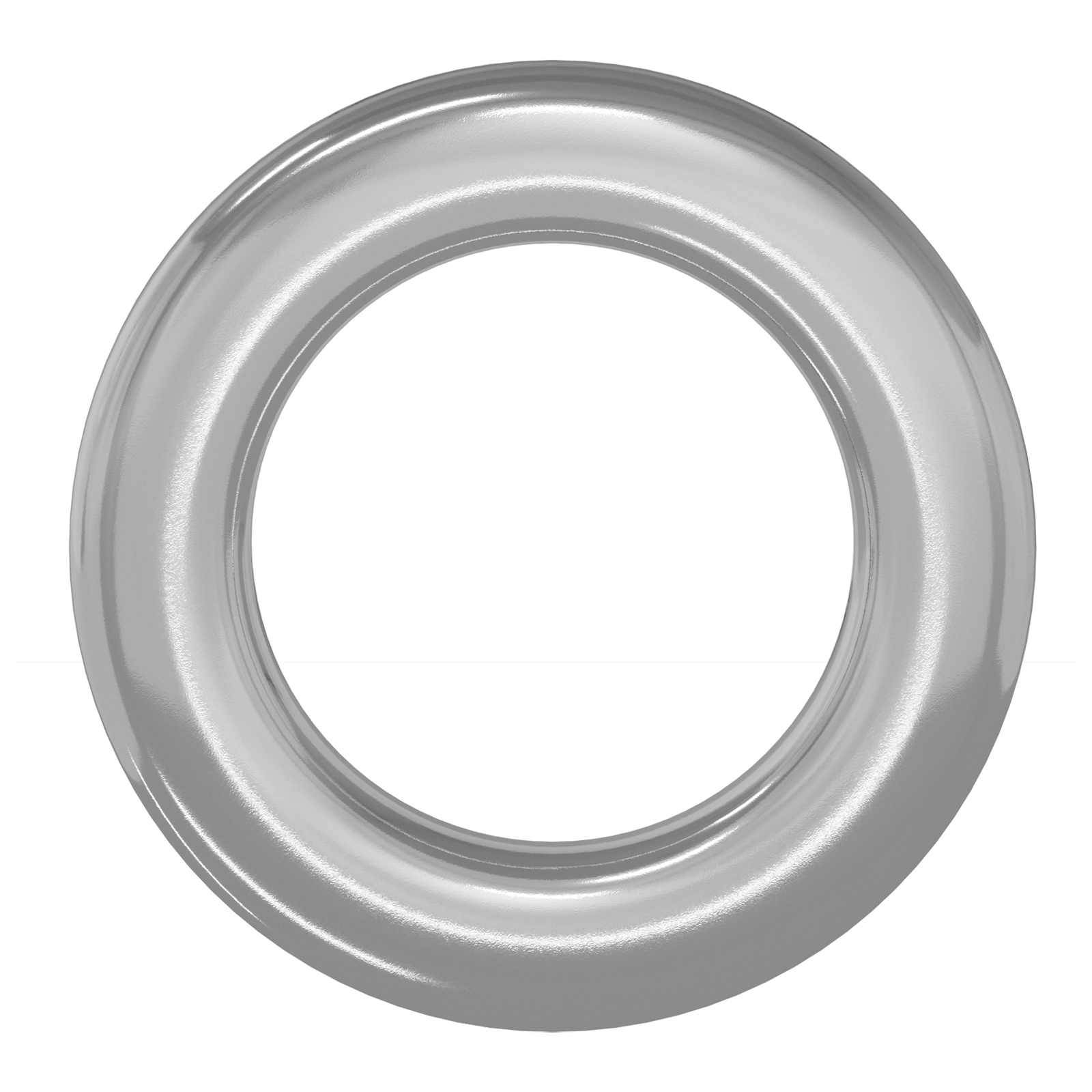 Ein glänzender Metallring mit einer glatten, kreisförmigen Form, der vor einem einfachen Hintergrund platziert ist.