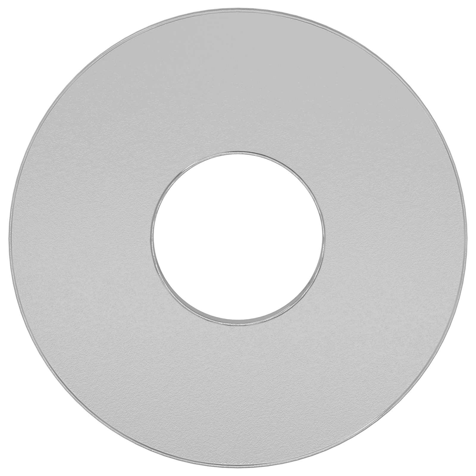 Eine leere, kreisförmige Silberscheibe, die einer CD oder DVD ähnelt, von oben auf einem einfachen Hintergrund betrachtet.