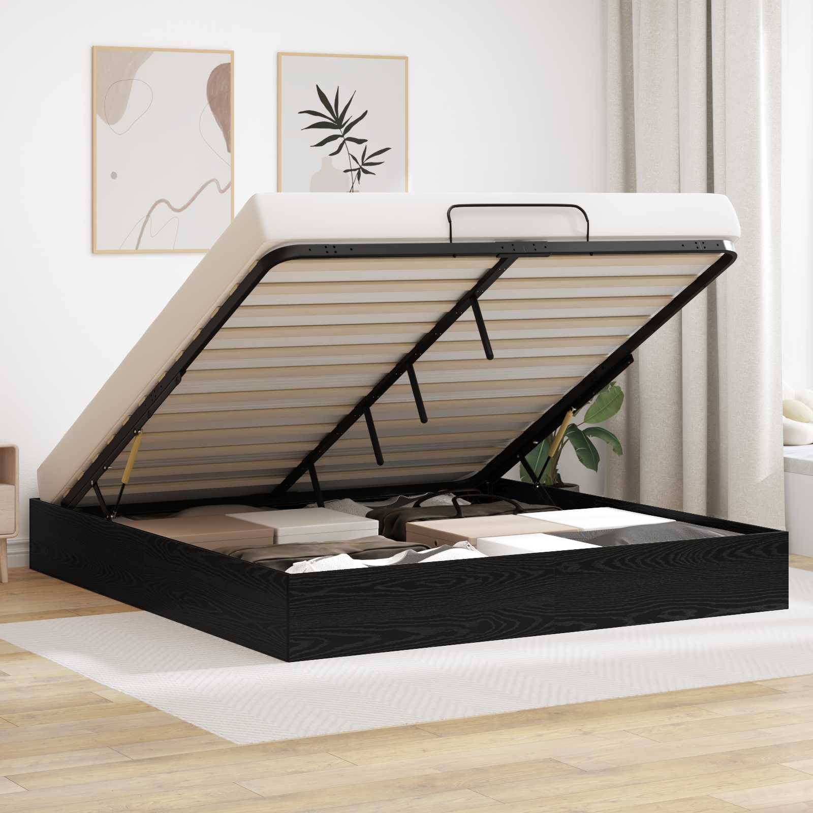 vidaXL Ottoman Bettgestell Schwarze Eiche 203 x 160 x 25 cm