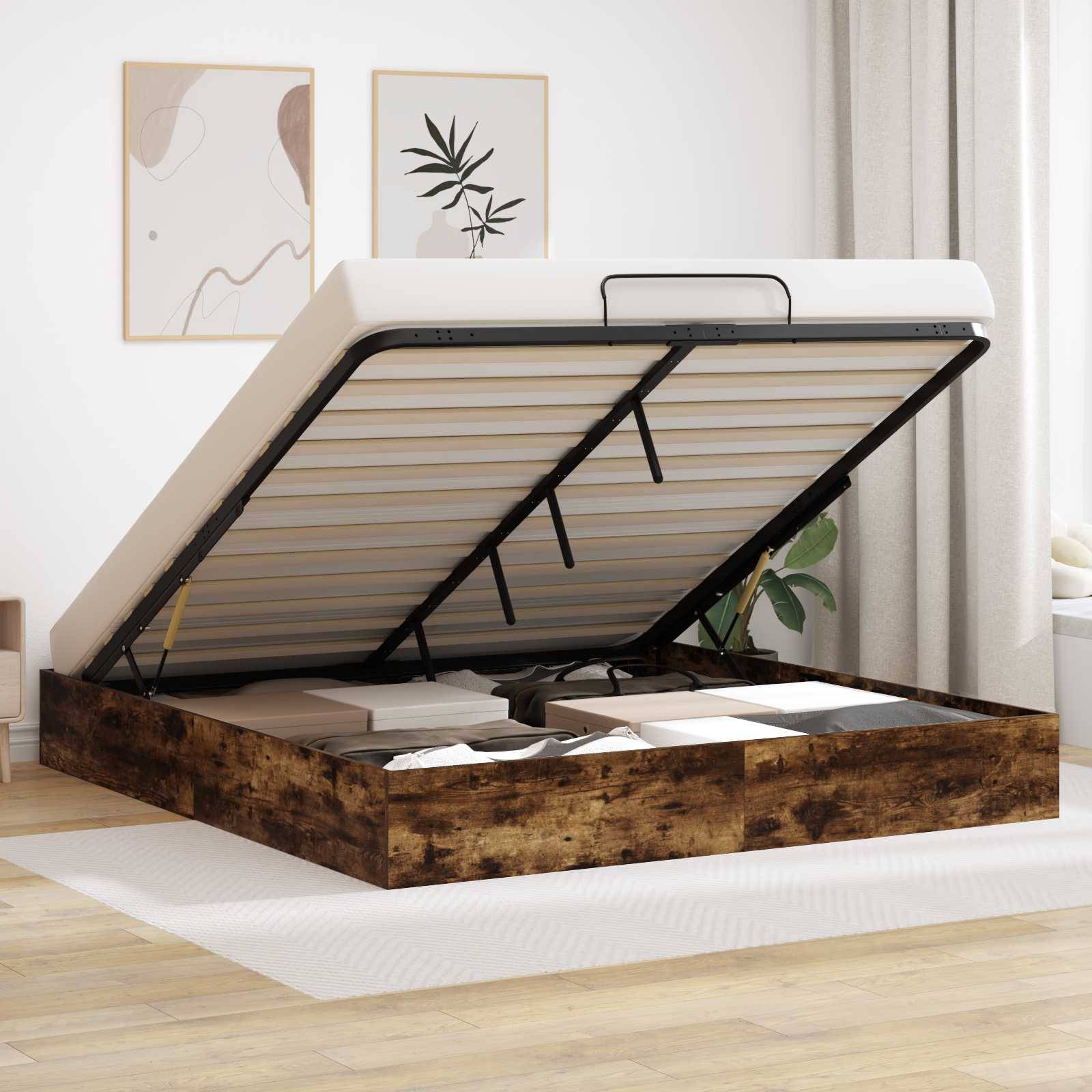 vidaXL Ottoman Bettgestell Geräucherte Eiche 203 x 160 x 25 cm