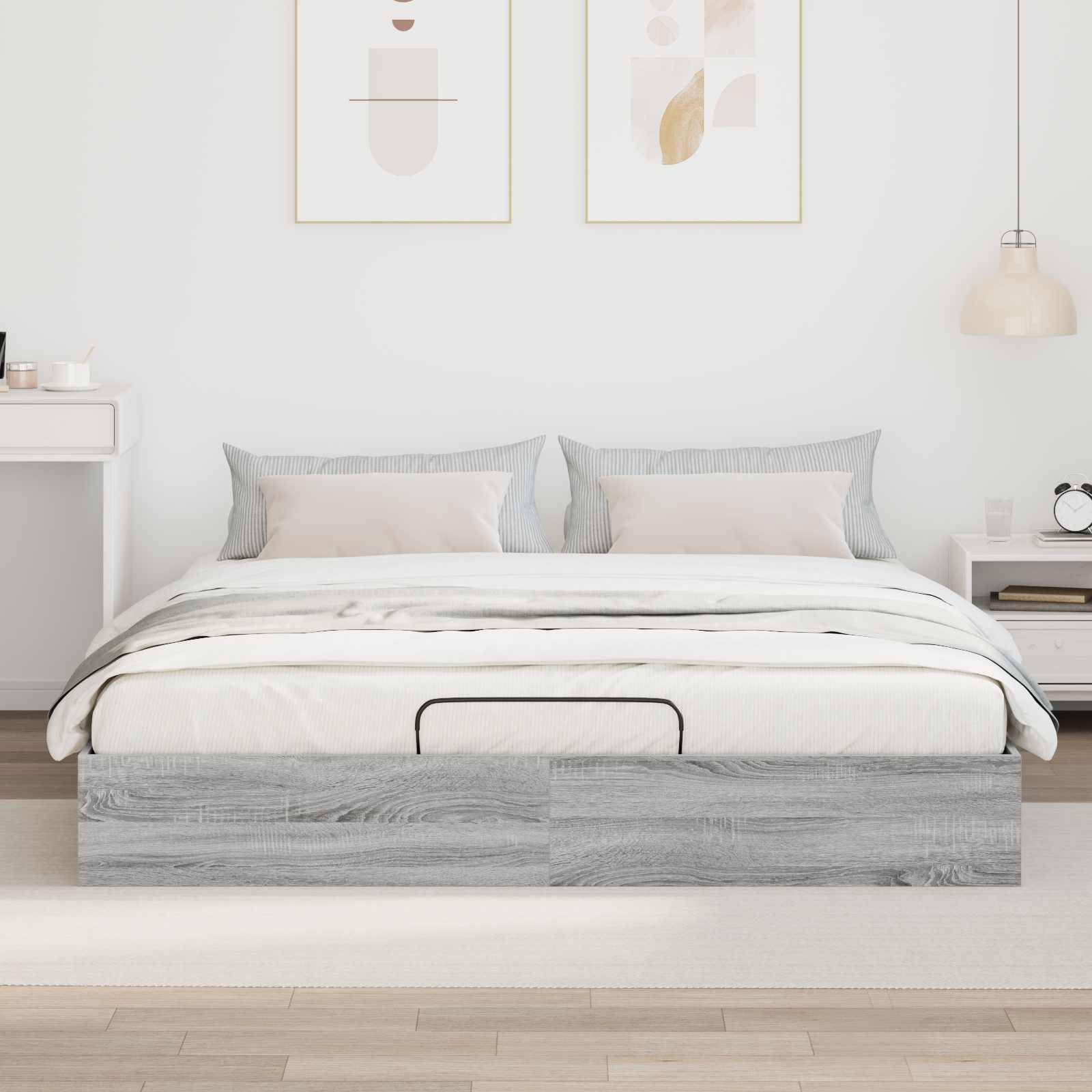 vidaXL Ottoman Bettgestell Graues Sonoma 203 x 180 x 25 cm
