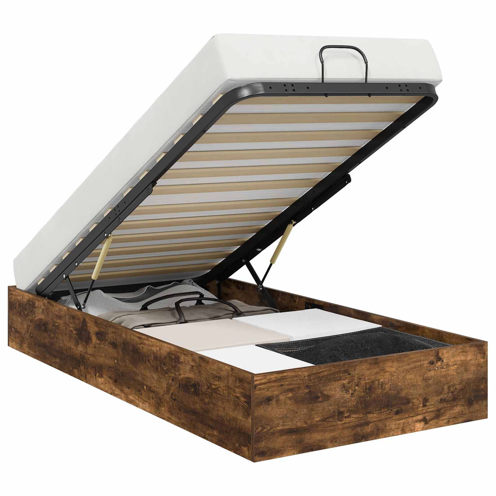 vidaXL Ottoman Bettgestell Geräucherte Eiche 203 x 90 x 25 cm