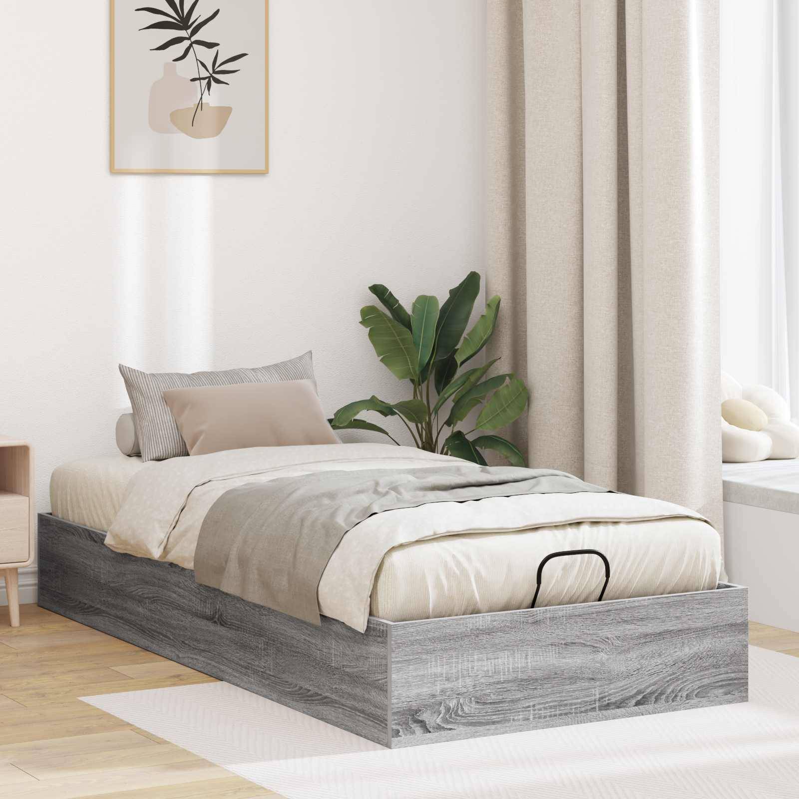 vidaXL Ottoman Bettgestell Graues Sonoma 80,5 x 200 cm Holzwerkstoff