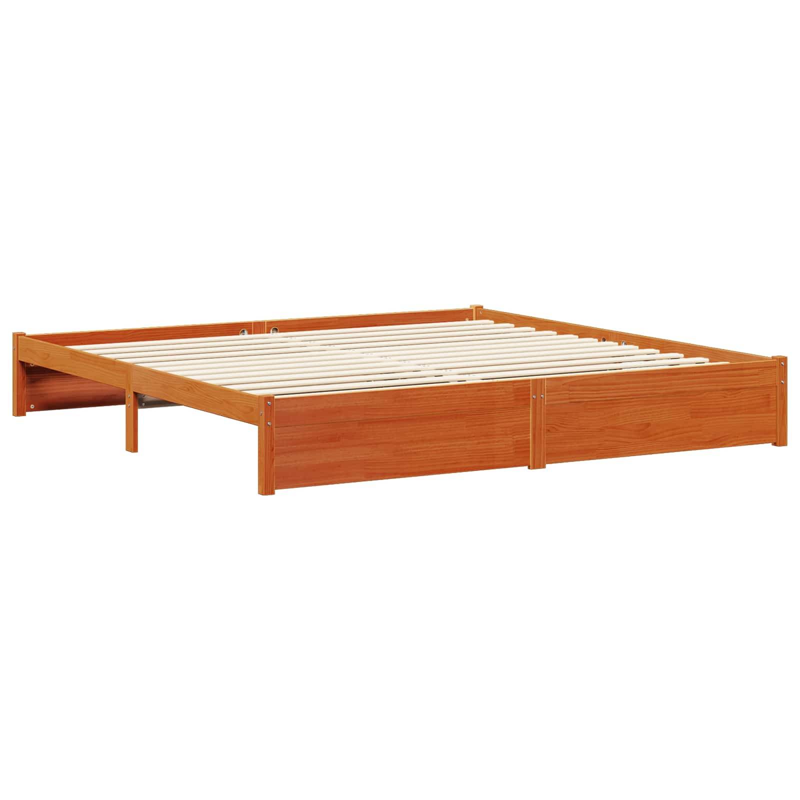 vidaXL Bettrahmen Wachsbraun 200 x 200 cm Massivholz Kiefer