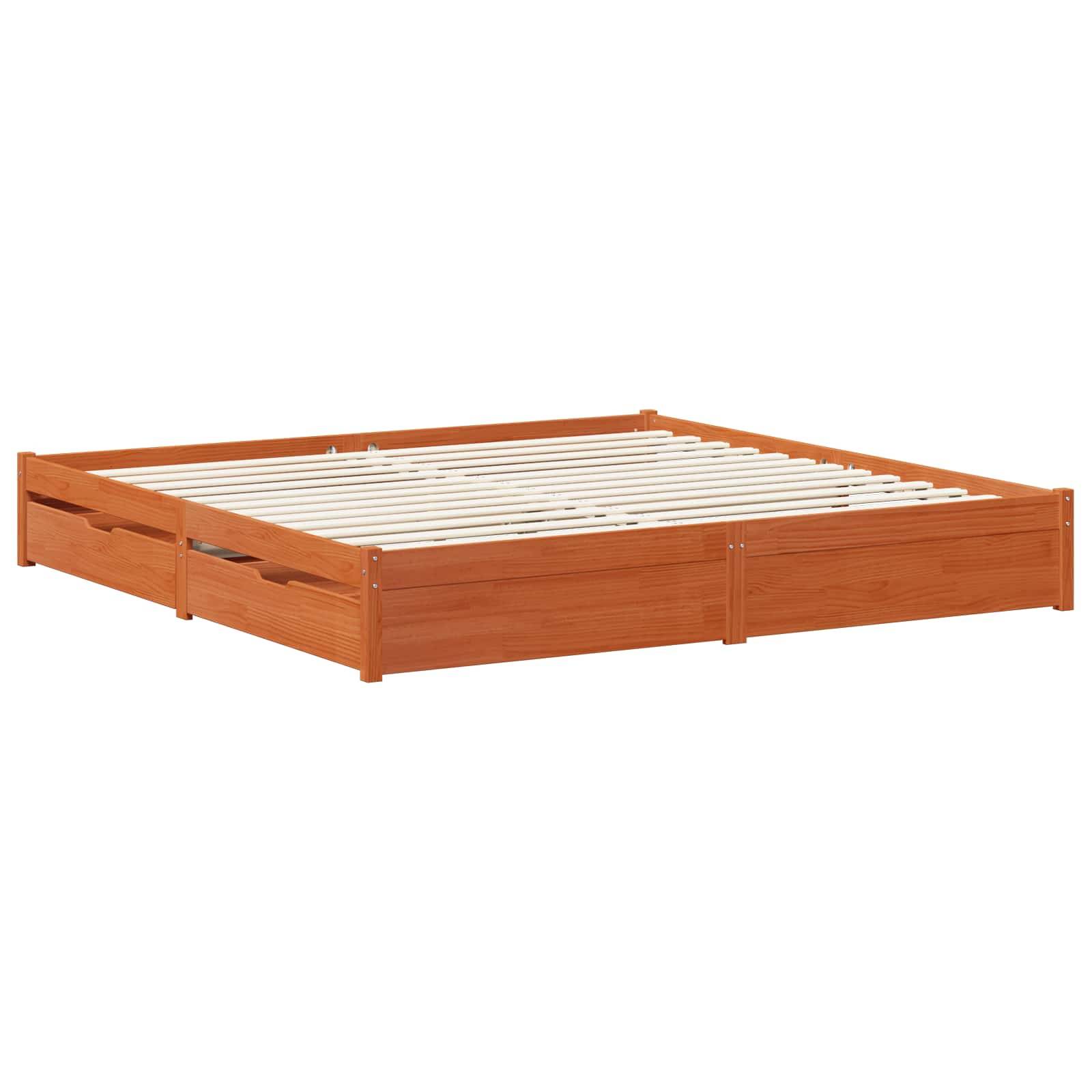 vidaXL Bettrahmen Wachsbraun 200 x 200 cm Massivholz Kiefer