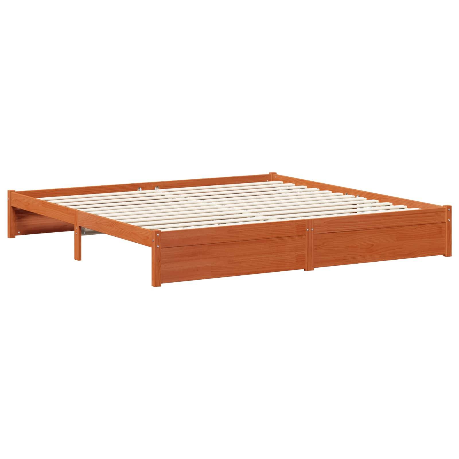 vidaXL Bettrahmen Wachsbraun 200 x 200 cm Massivholz Kiefer