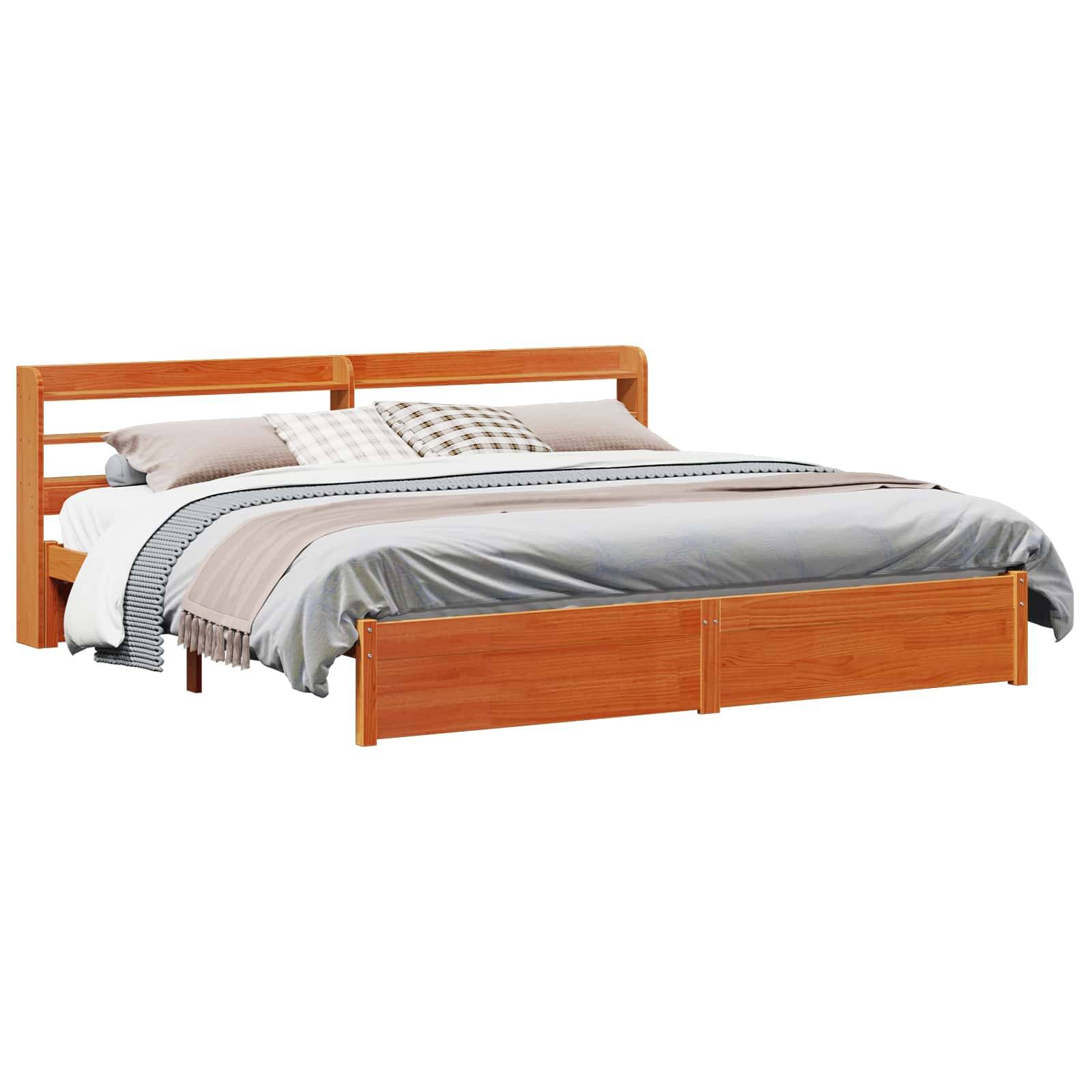 vidaXL Bettrahmen Wachsbraun 200 x 200 cm Massivholz Kiefer