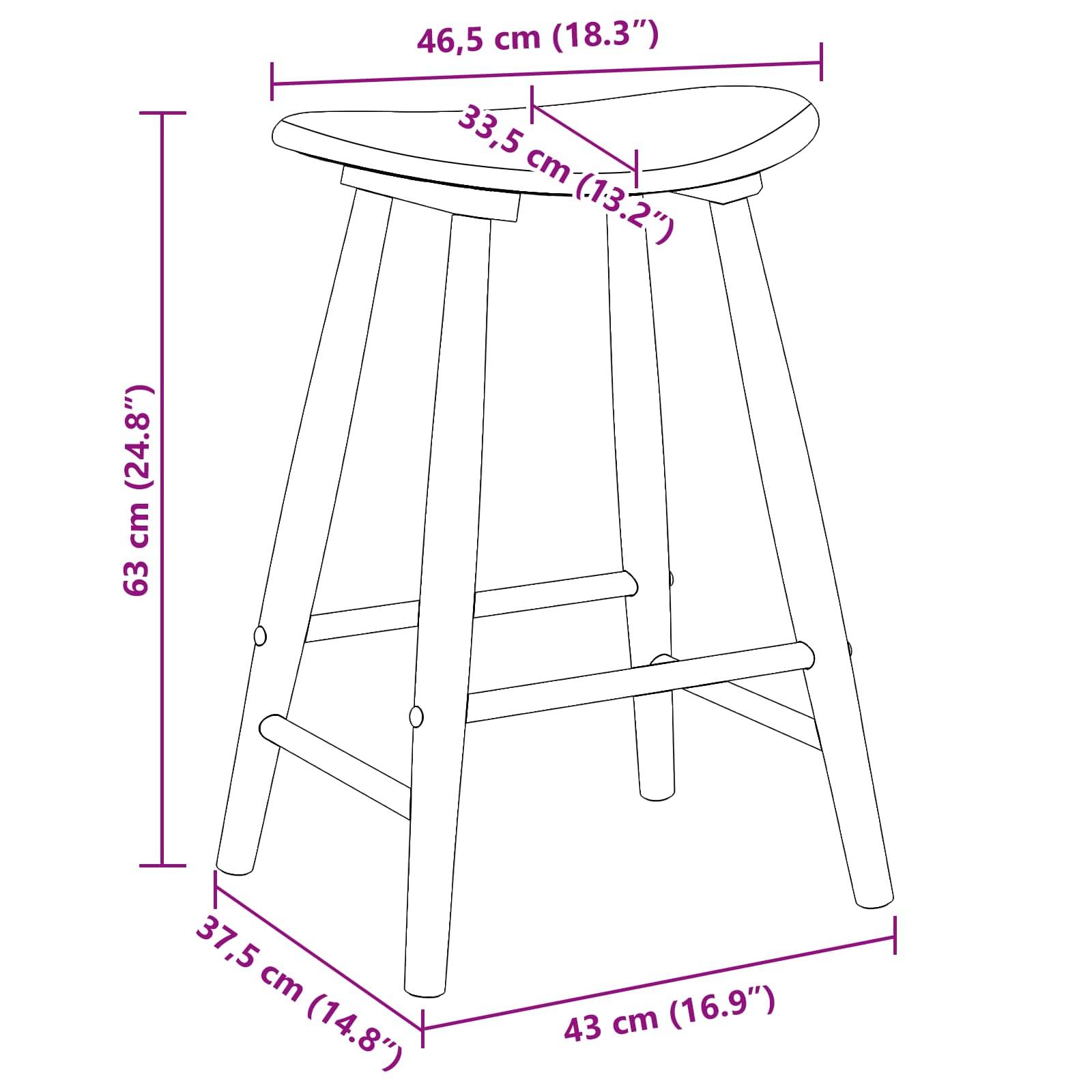 vidaXL Esszimmerstühle 2 pcs Weiß 46 x 37 x 63 cm Massives Gummiholz