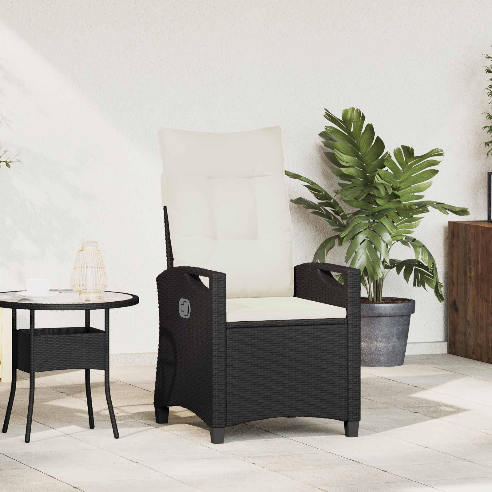vidaXL Verstellbarer Gartenstuhl Schwarz und Creme 56 x 60 x 112 cm