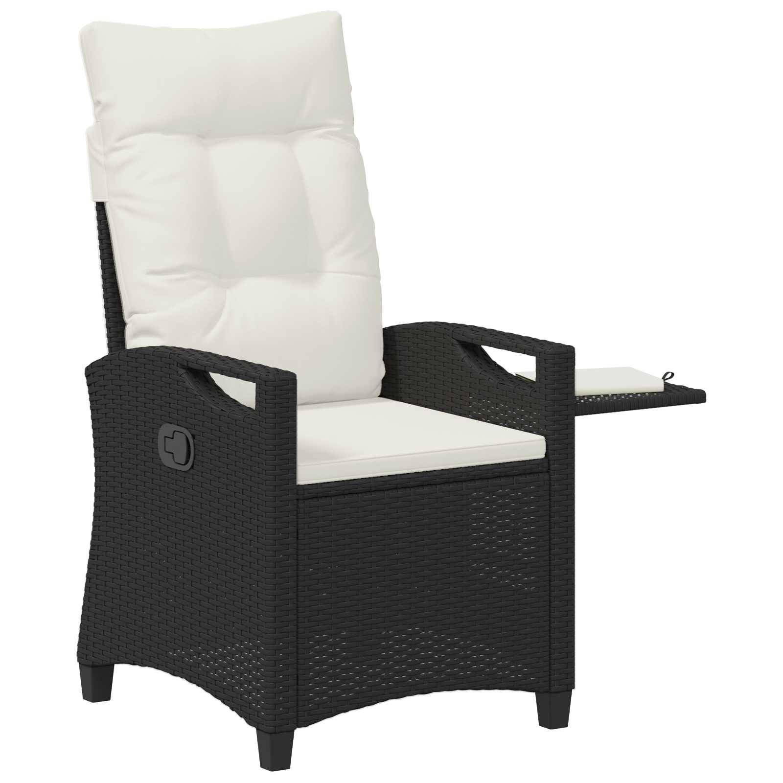 vidaXL Verstellbarer Gartenstuhl Schwarz und Creme 56 x 60 x 112 cm