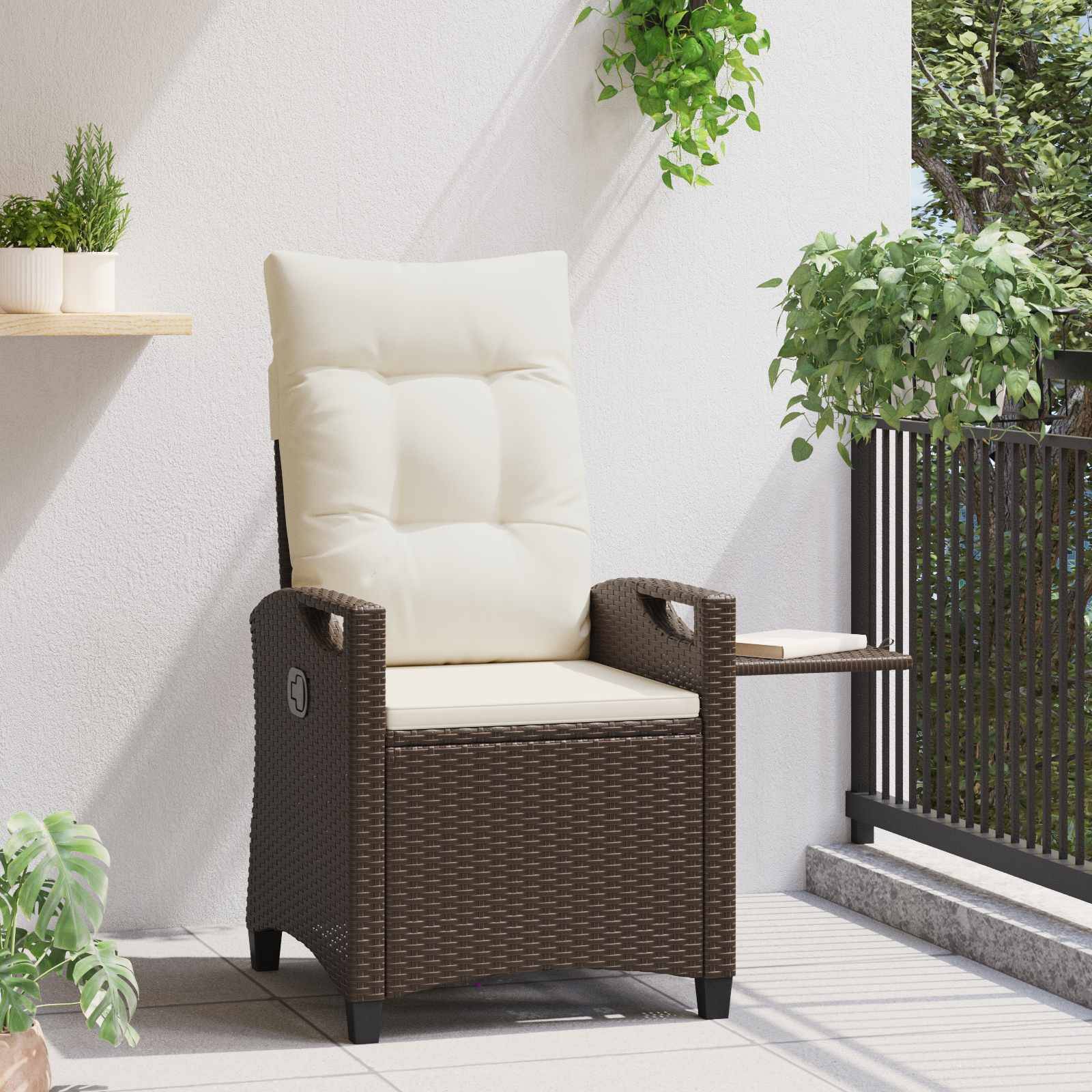 vidaXL Verstellbarer Gartenstuhl Braun und Creme 56 x 60 x 112 cm