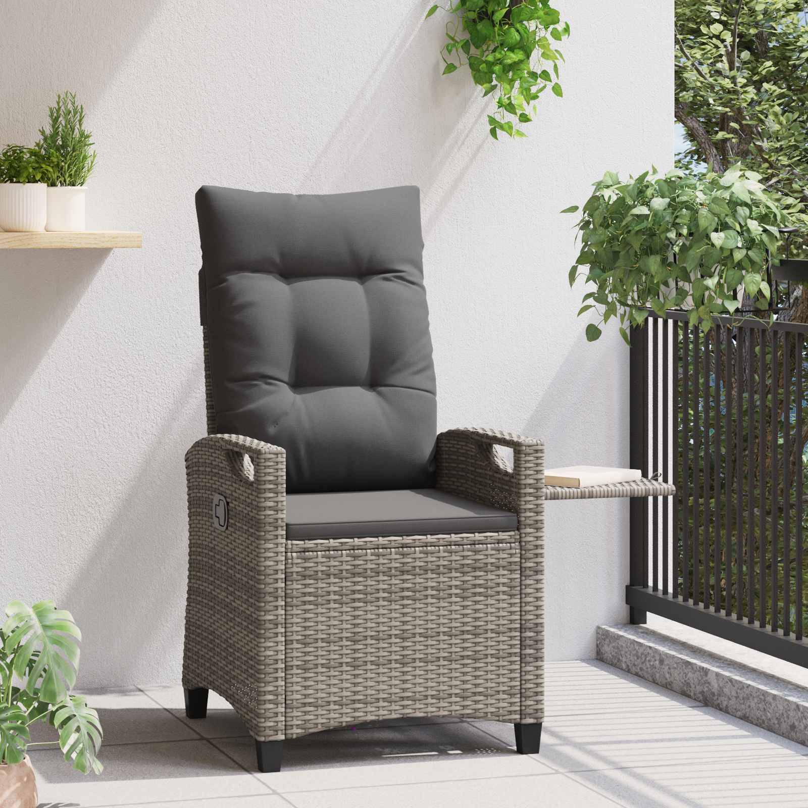 vidaXL Verstellbarer Gartenstuhl Grau und Dunkelgrau 56 x 60 x 112 cm