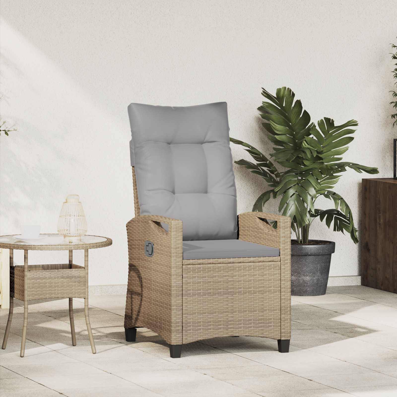 vidaXL Verstellbarer Gartenstuhl Beige und Hellgrau 56 x 60 x 112 cm