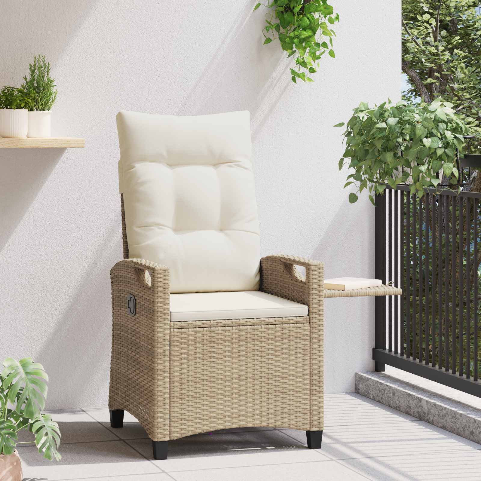 vidaXL Verstellbarer Gartenstuhl Beige und Creme 56 x 60 x 112 cm