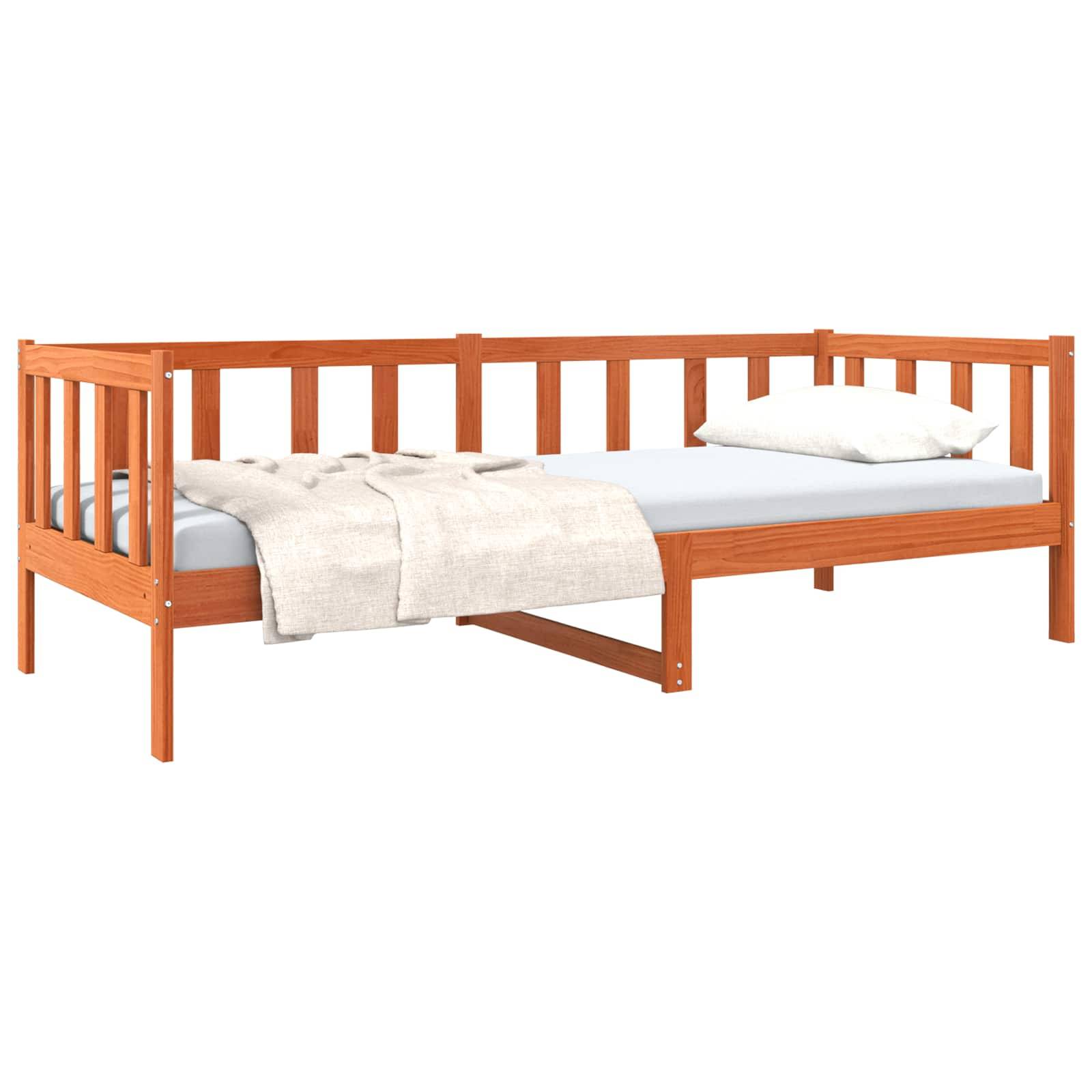 vidaXL Bettrahmen Wachsbraun 90 x 190 cm Massives Kiefernholz