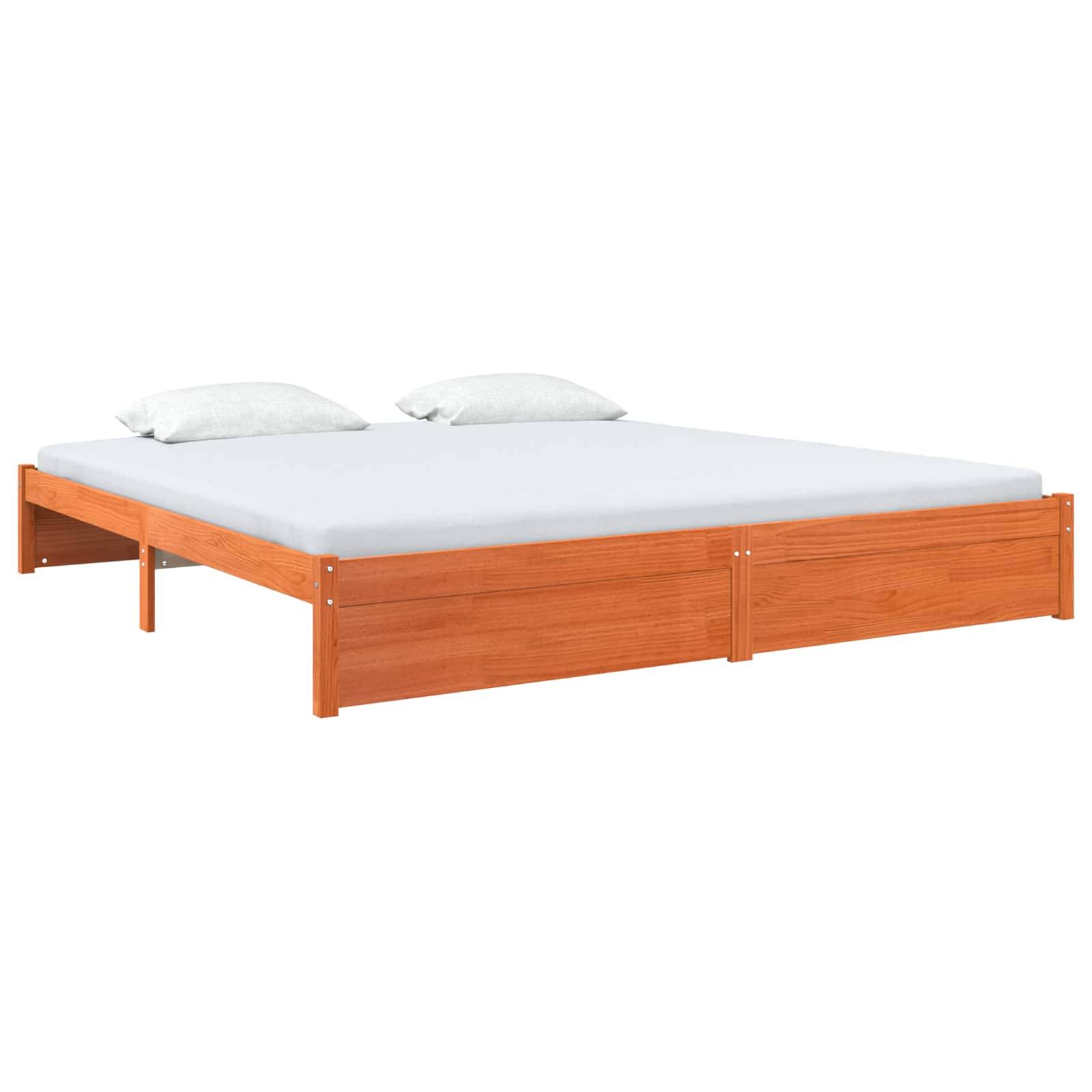 vidaXL Bettrahmen Wachsbraun 180 x 200 cm Massivholz Kiefer