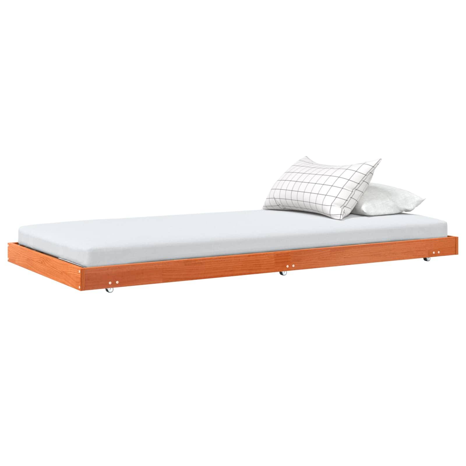 vidaXL Bettrahmen Wachsbraun 90 x 190 cm Massives Kiefernholz