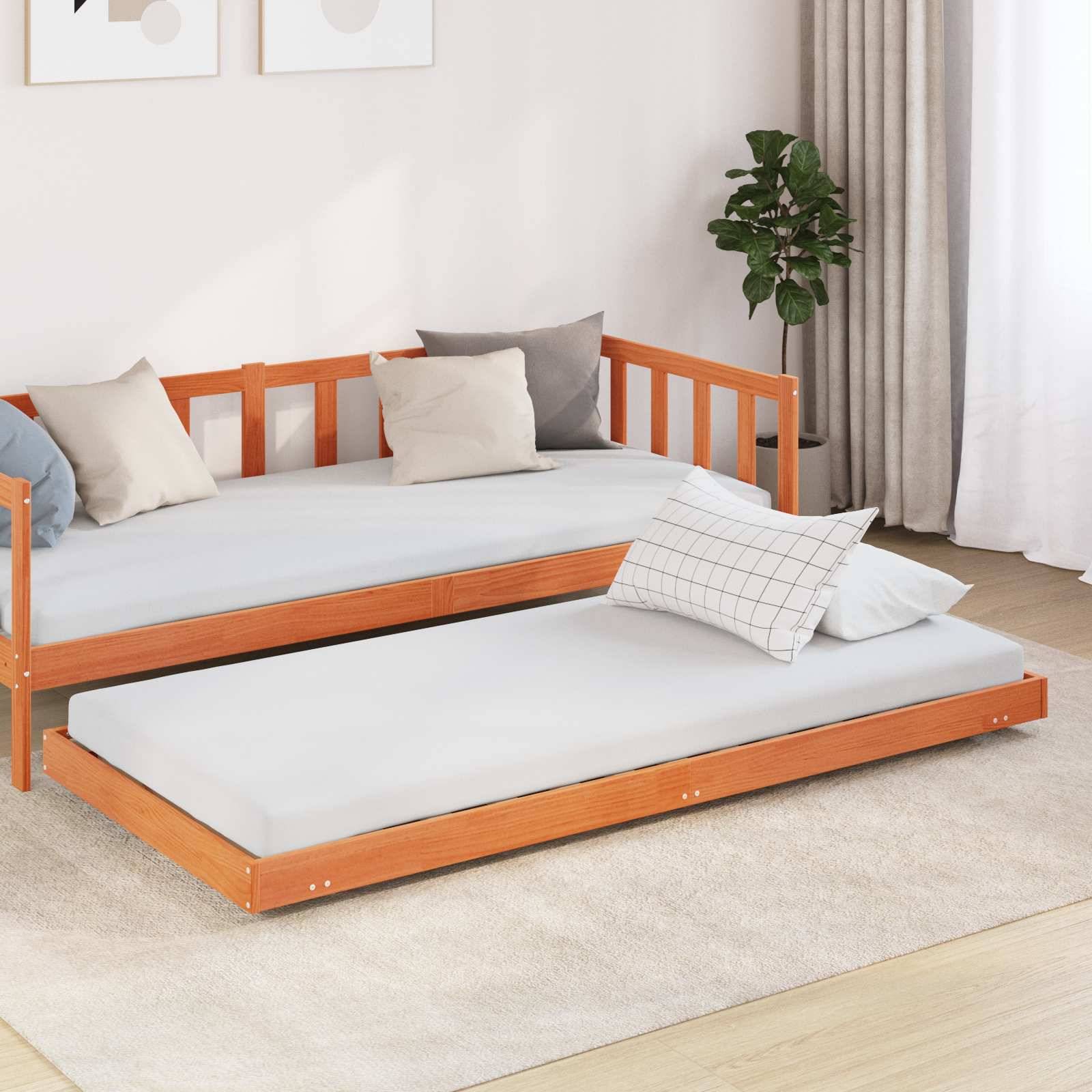 vidaXL Bettrahmen Wachsbraun 90 x 190 cm Massives Kiefernholz