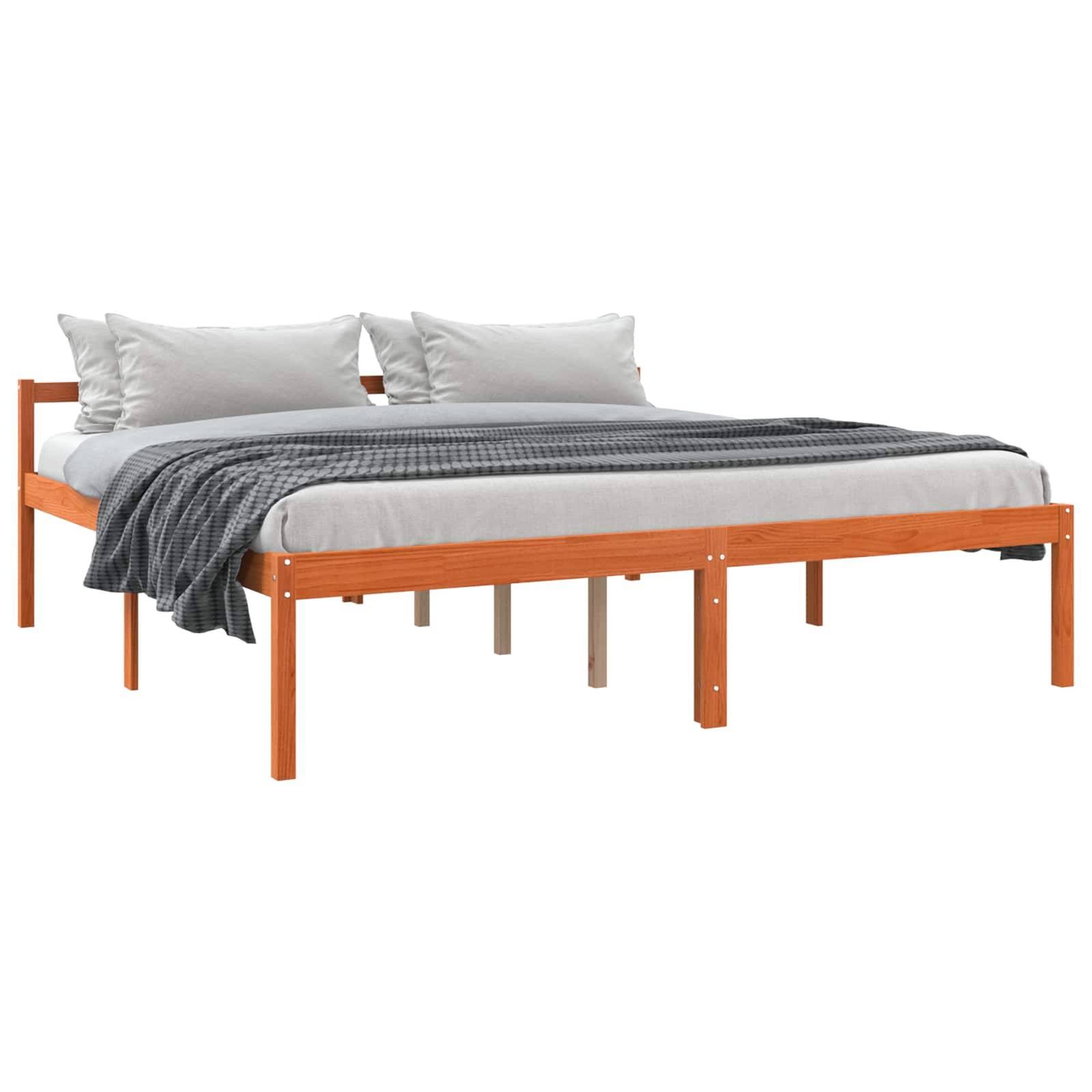 vidaXL Bettrahmen Wachsbraun 200 x 200 cm Massives Kiefernholz