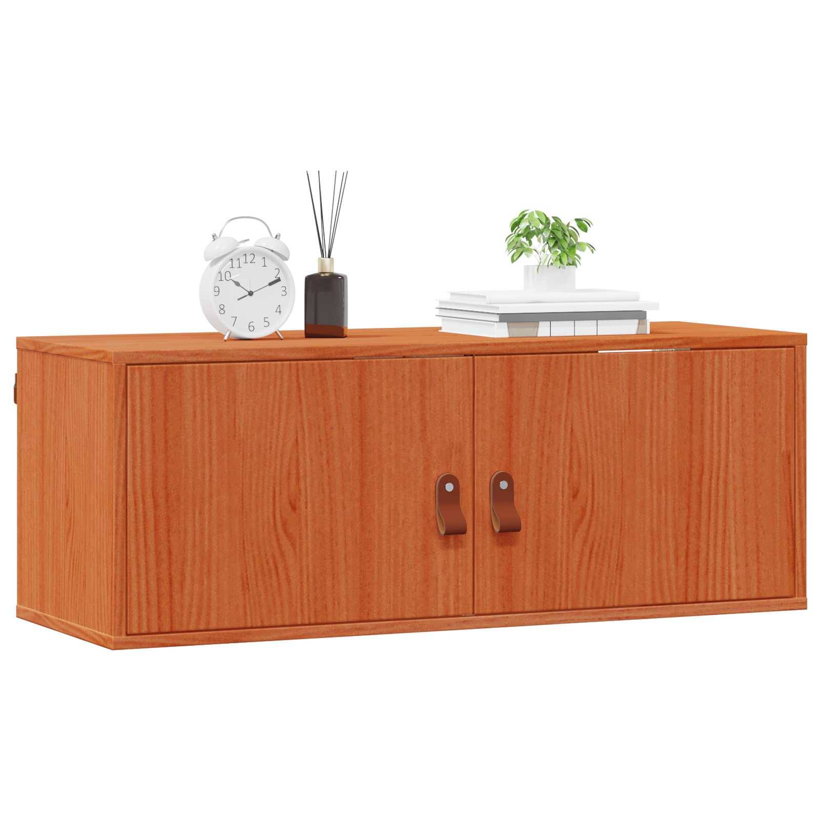 vidaXL Wandschrank mit Regal mit Tür 2 pcs Wachsbraun 80 x 30 x 30 cm