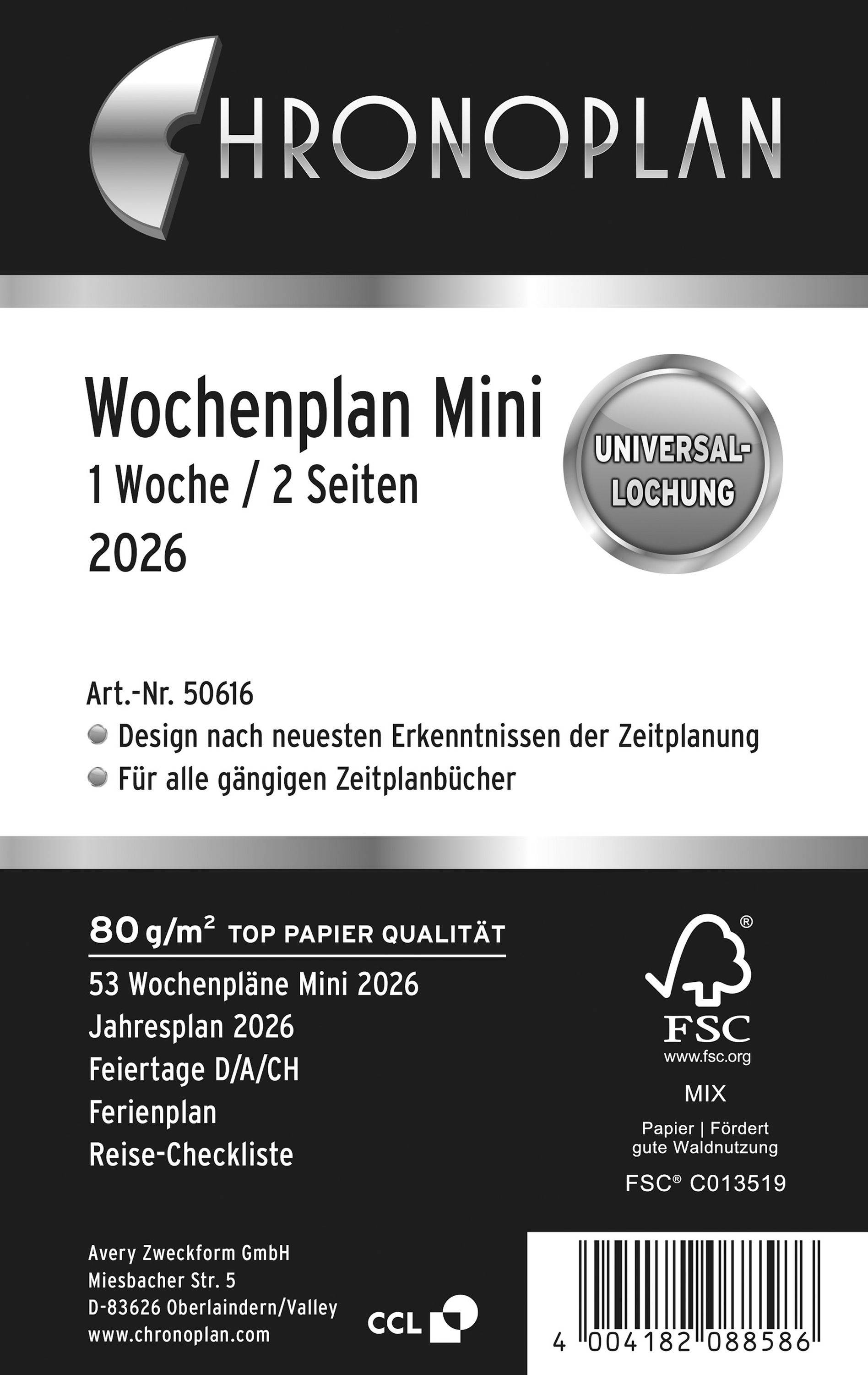 „Wochenplan Mini, 1 Woche/2 Seiten