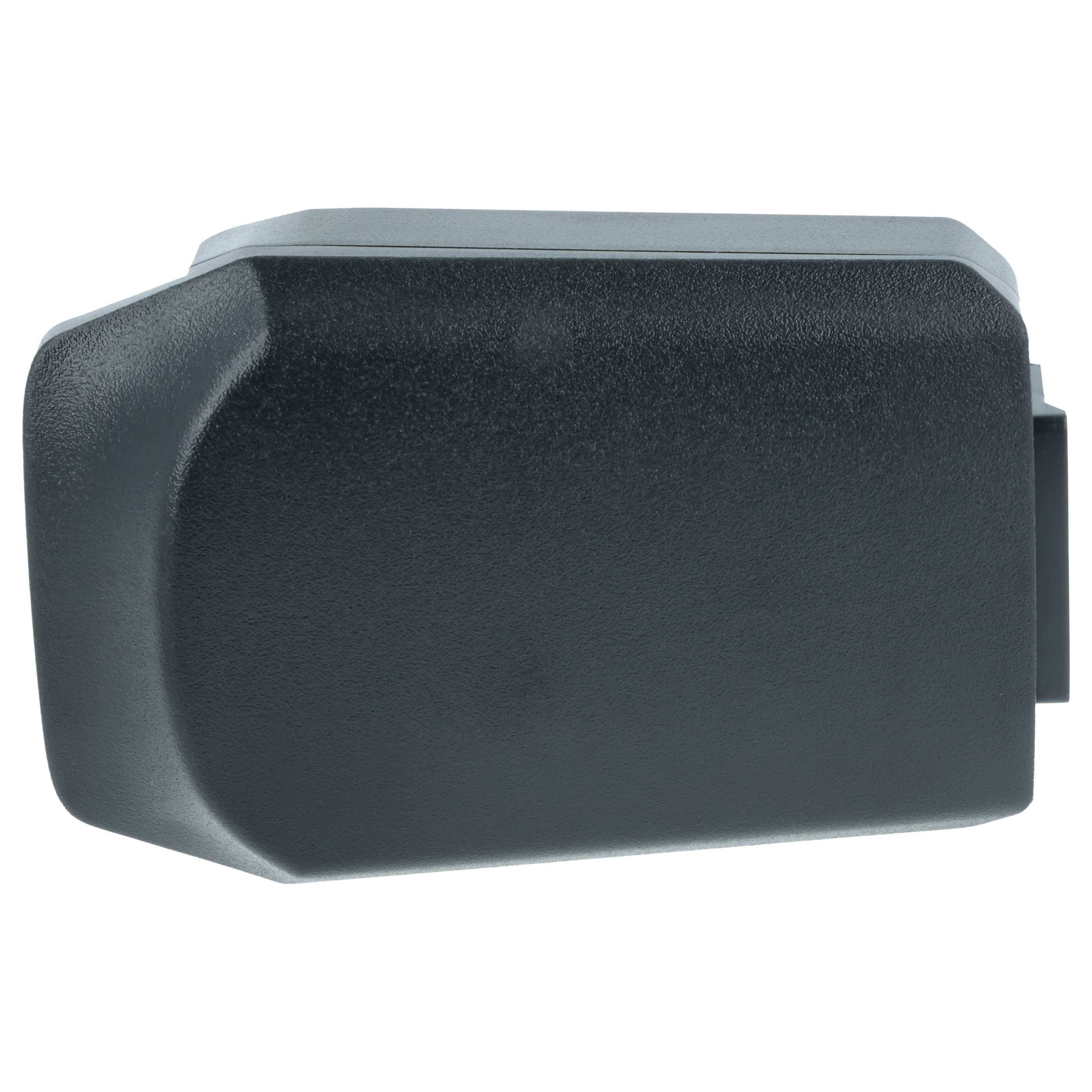 Schwarze Kunststoff-Außenspiegelabdeckung für Autos, aus einer Draufsicht betrachtet, zeigt das glatte, geschwungene Design und die kompakte Form.