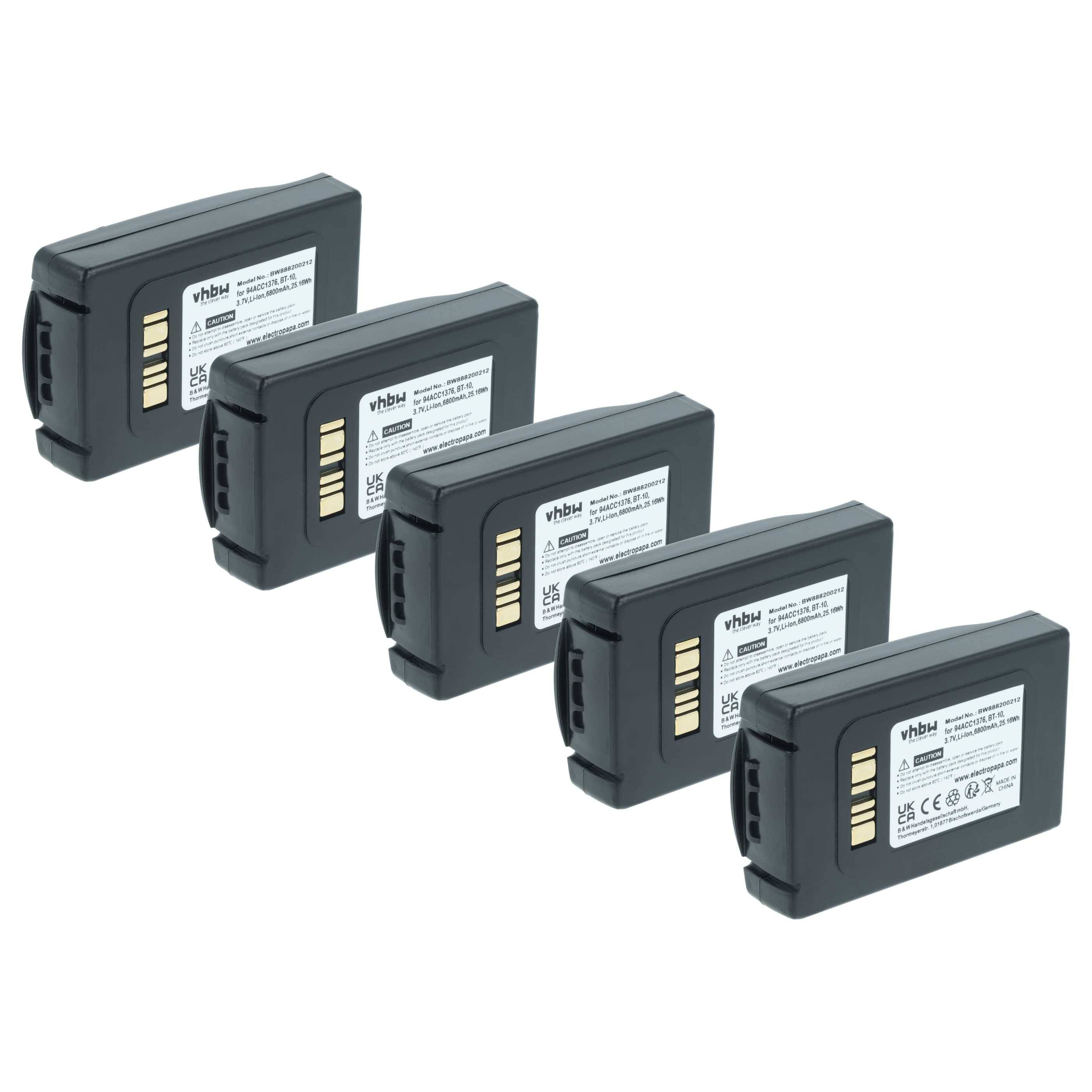 vhbw 5x Akku kompatibel mit Datalogic ELF Barcodescanner POS (6800 mAh, 3,7 V, Li-Ion)