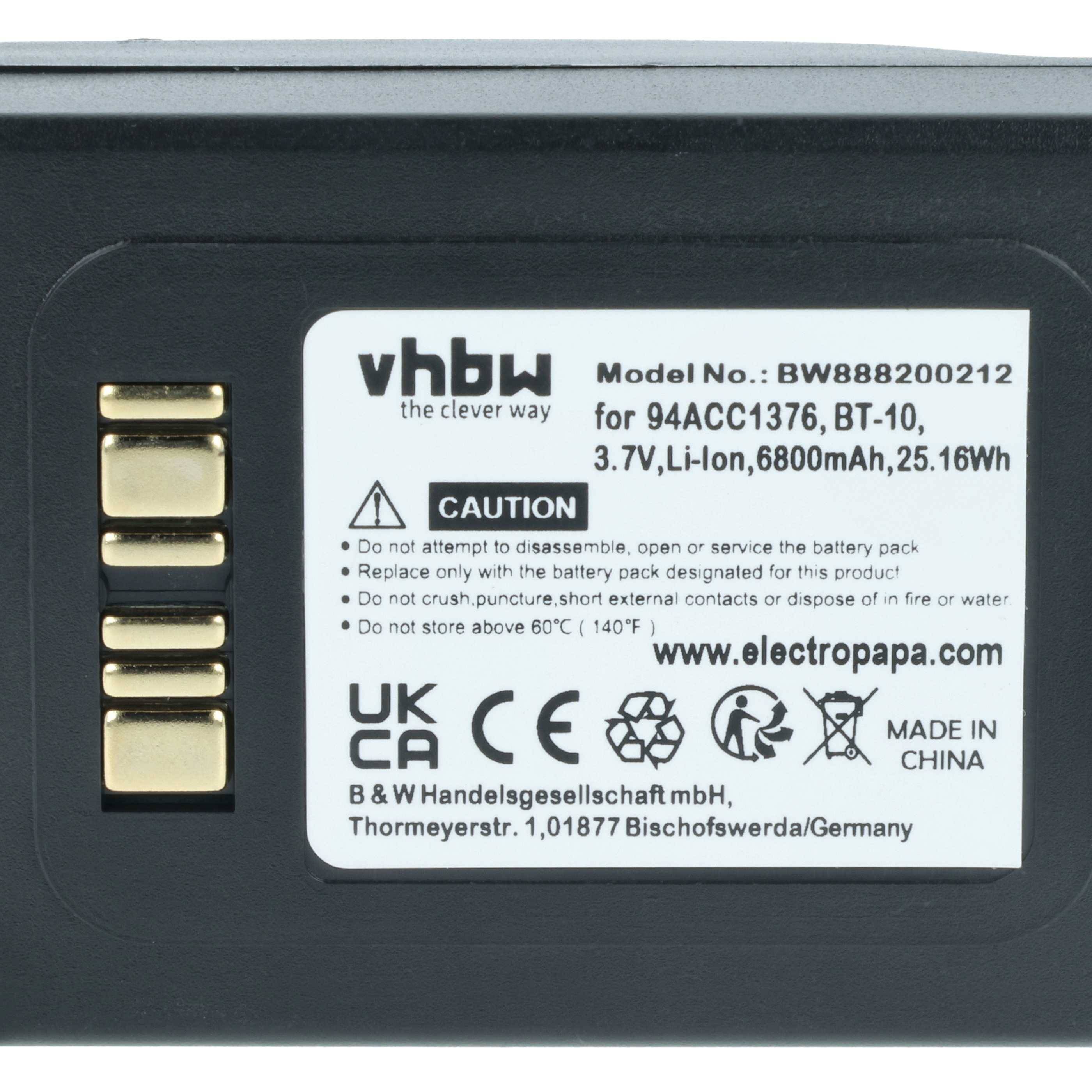 vhbw 5x Akku kompatibel mit Datalogic ELF Barcodescanner POS (6800 mAh, 3,7 V, Li-Ion)