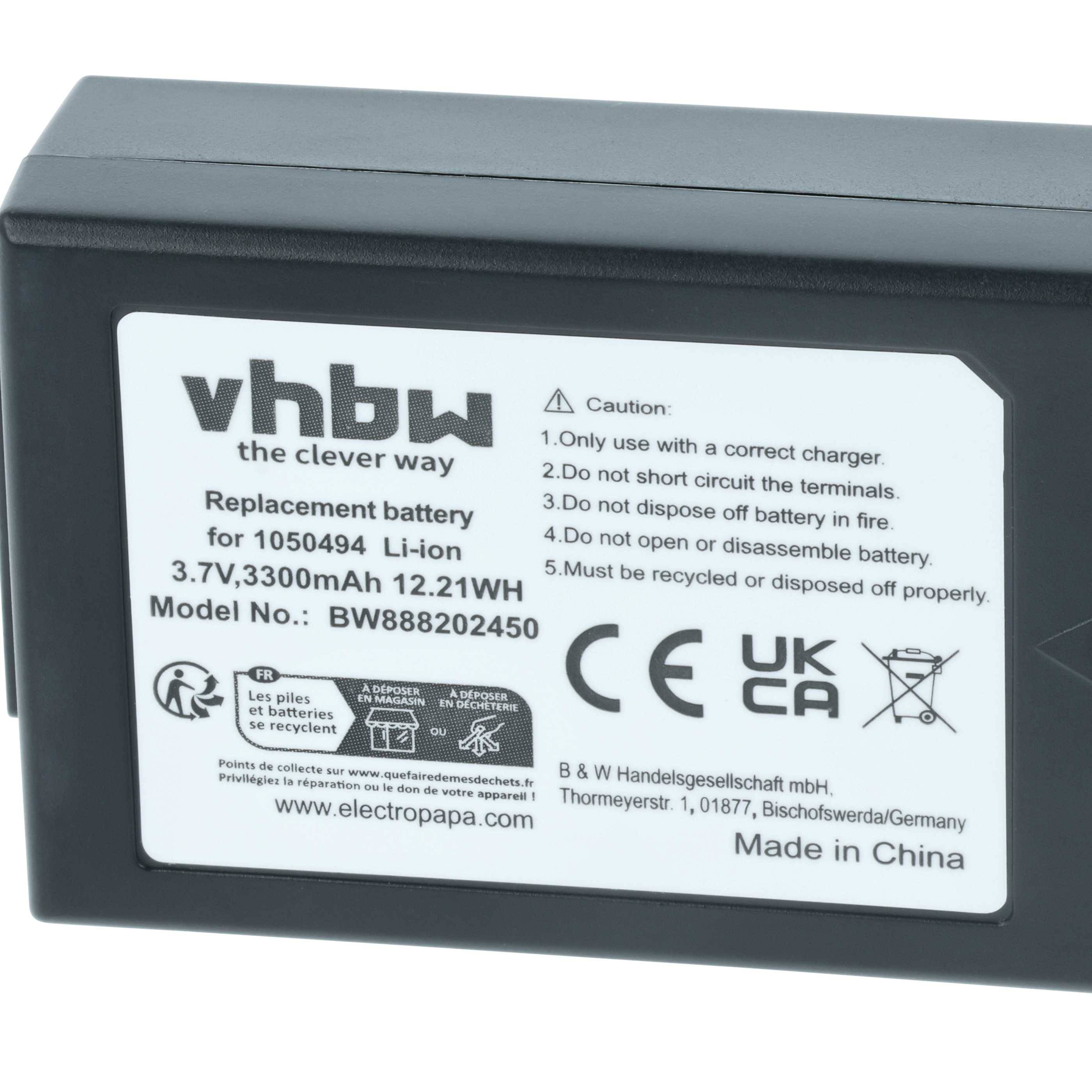 vhbw Akku kompatibel mit Motorola WorkAbout Pro G1, G2, G3, G4, 4 Handheld Computer Scanner (3300 mAh, 3,7 V, Li-Ion)