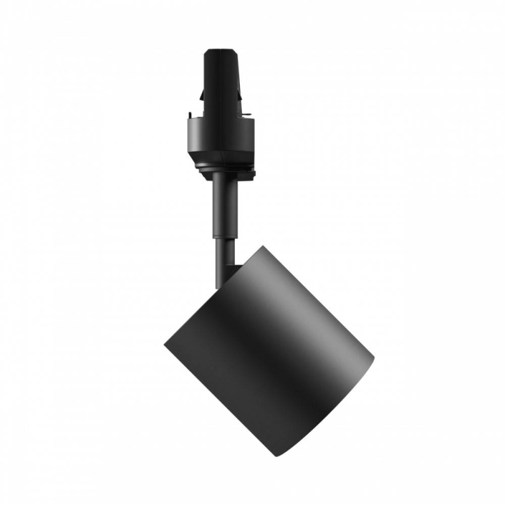 Eine elegante schwarze Schienenstrahler mit zylindrischem Design, typischerweise für gezielt Beleuchtung in modernen Innenräumen verwendet.