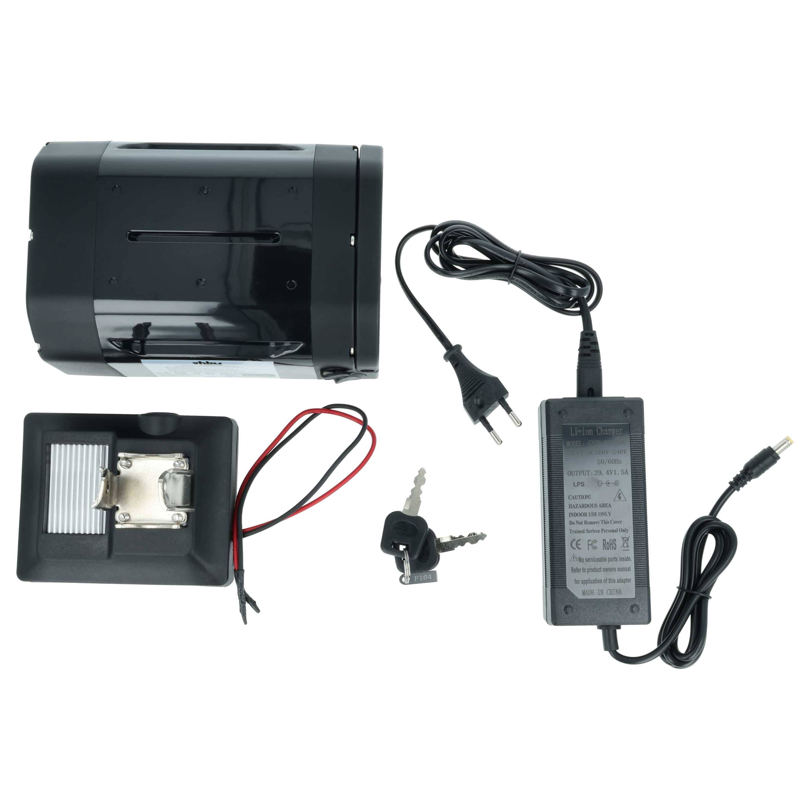 vhbw Akku kompatibel mit Ansmann E-Bike (10,4 Ah, 24 V, Li-Ion, inkl. Ladegerät) - Schwarz