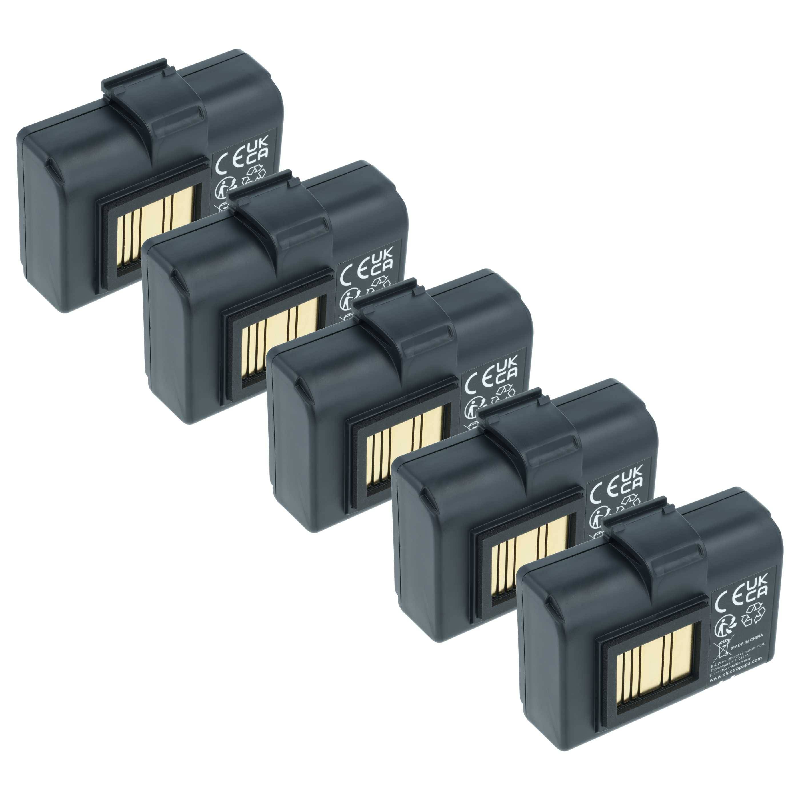 vhbw 5x Akku Ersatz für Zebra P1031365-059, P1031365-069, P1051378 für Drucker Kopierer Scanner Etiketten-Drucker (2600 mAh, 7,4 V, Li-Ion)