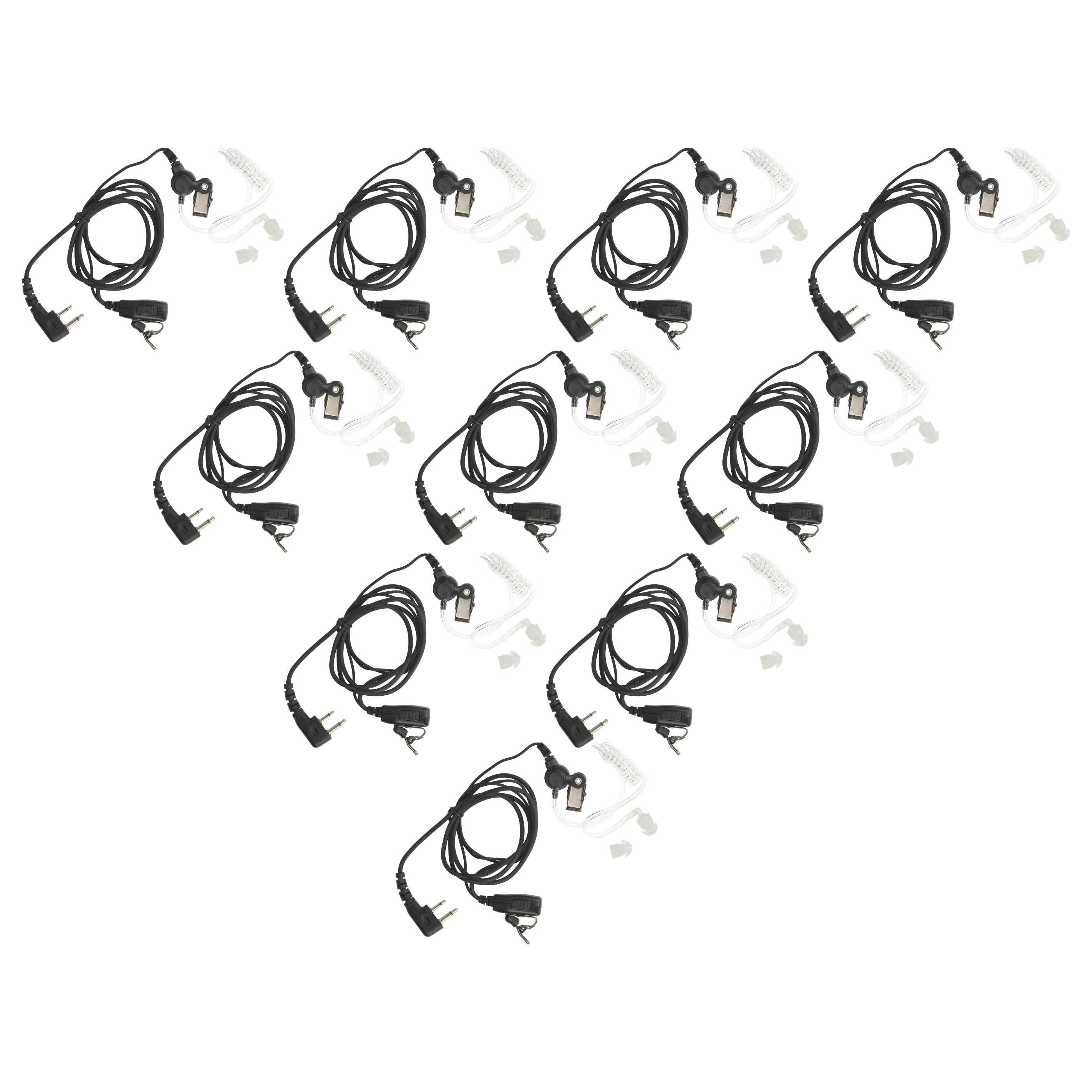 vhbw 10x Headset kompatibel mit Alan Midland GXT-710, GXT-700, GXT-750, GXT-720 Funkgerät - schwarz, Transparenter Akustikschlauch