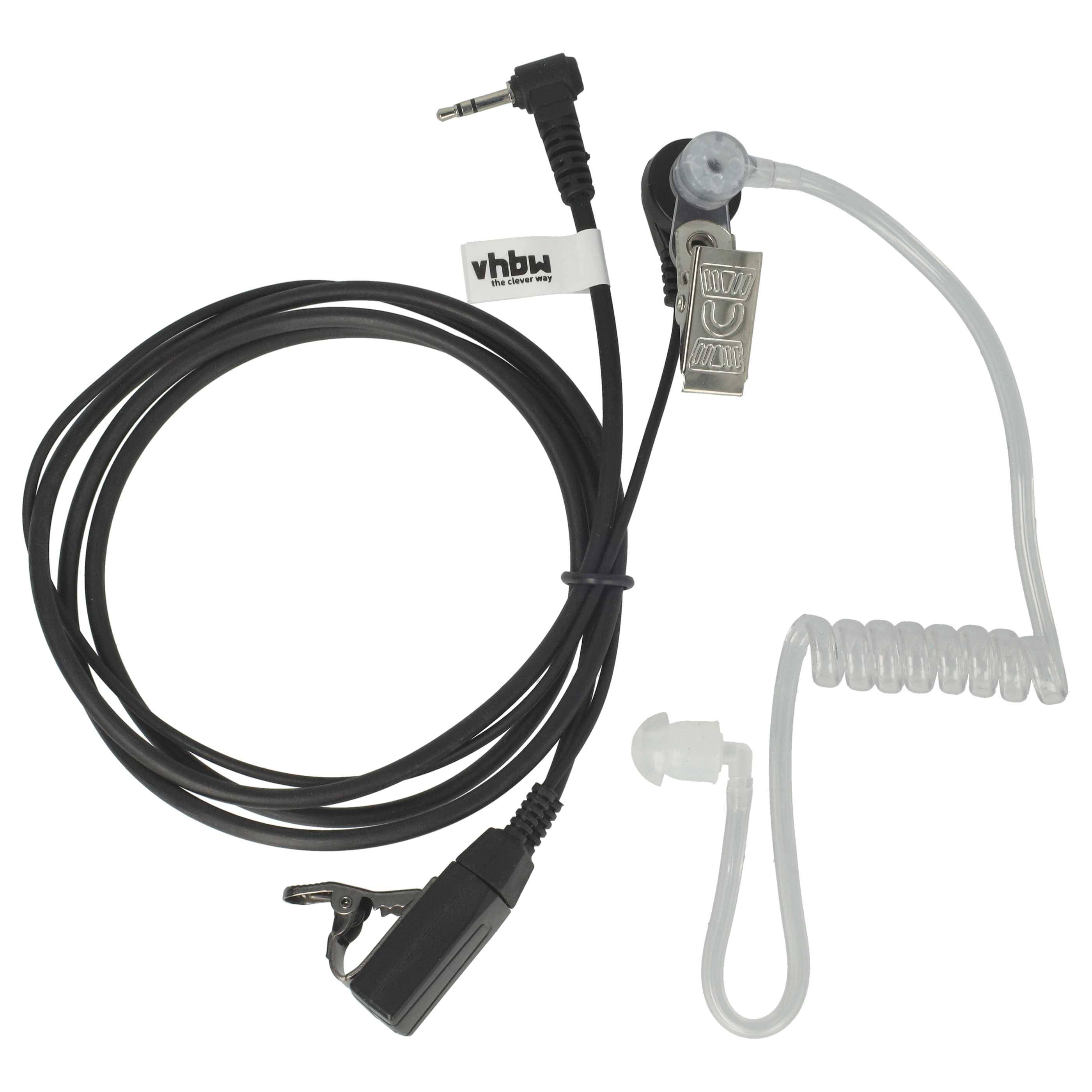 vhbw Headset kompatibel mit Motorola FV300, FV500R, FV500, FV700, FV750, FV600, MB140R, FV800, FV500AA Funkgerät - schwarz, Akustikschlauch