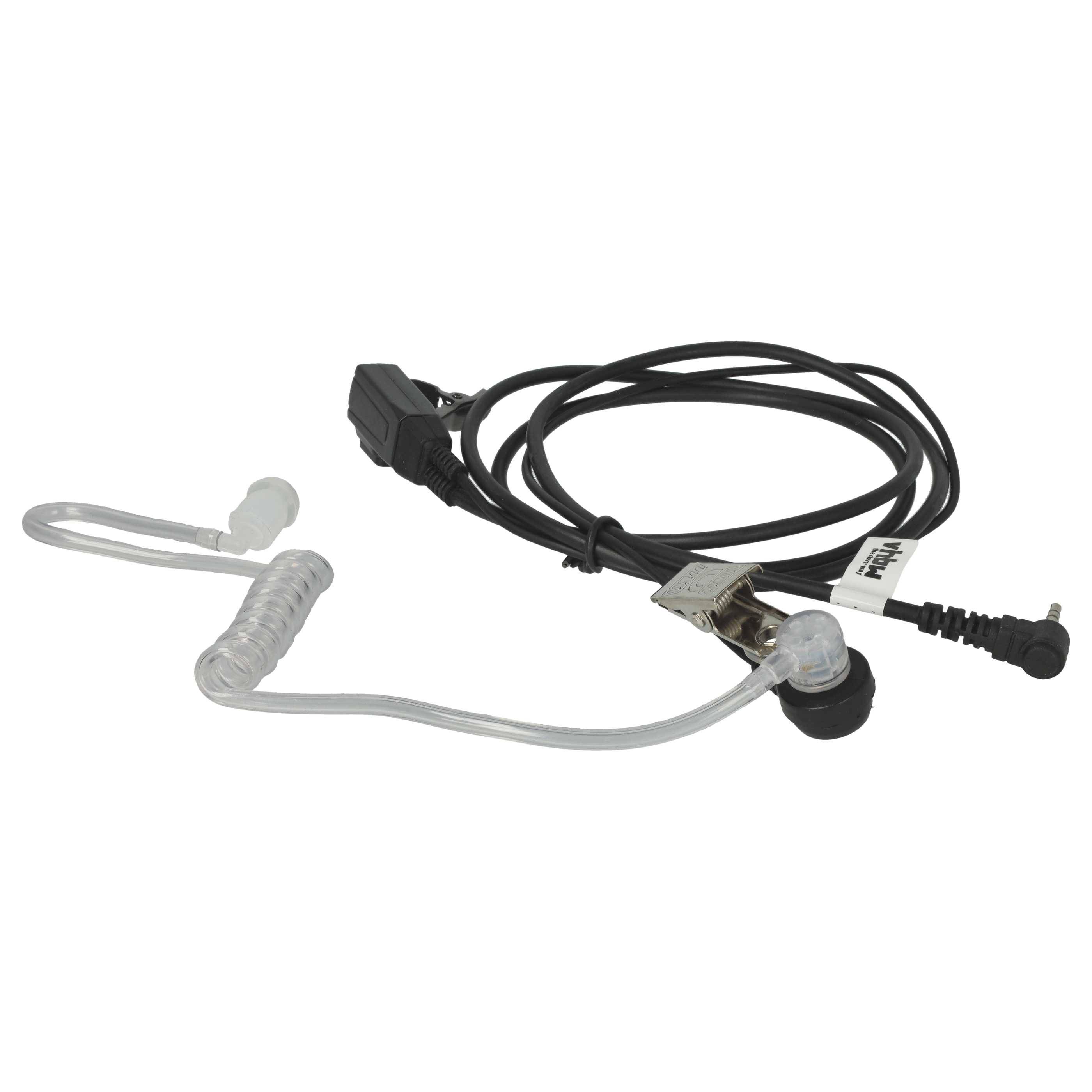 vhbw Headset kompatibel mit Motorola FR50, F60, EM1020R, FV200, EM1000R, EM1000, FV200AA, FR60, FV200R Funkgerät - schwarz, Akustikschlauch