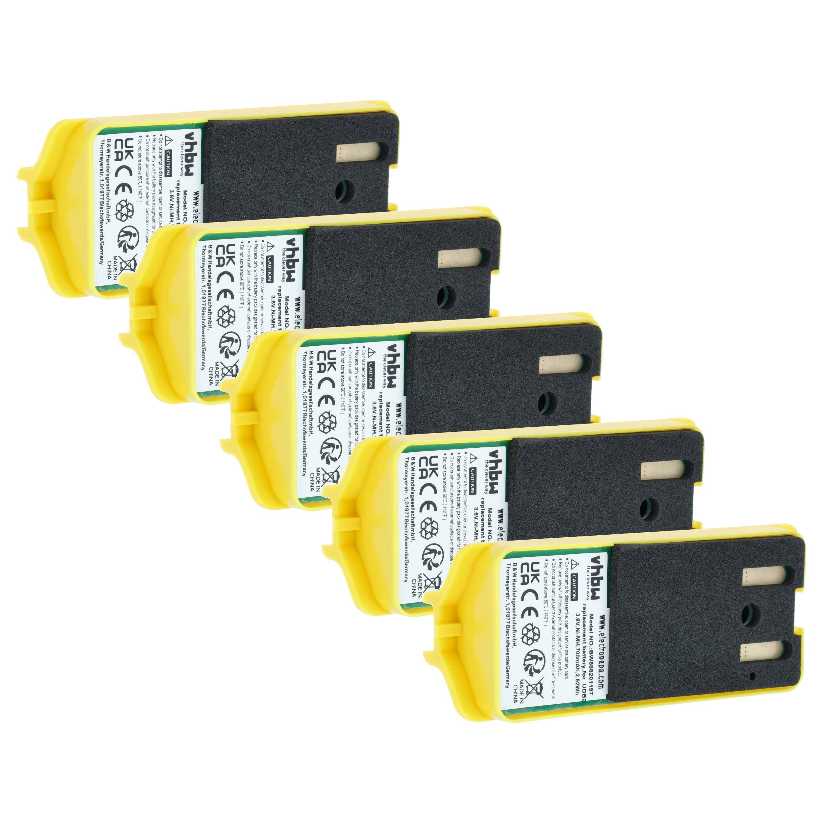 vhbw 5x Akku kompatibel mit JAY Modular Industrial Radio Remote Control, A003 HAS, Remote UDE Funkgerät, Walkie Talkie (700 mAh, 3,6 V, NiMH)