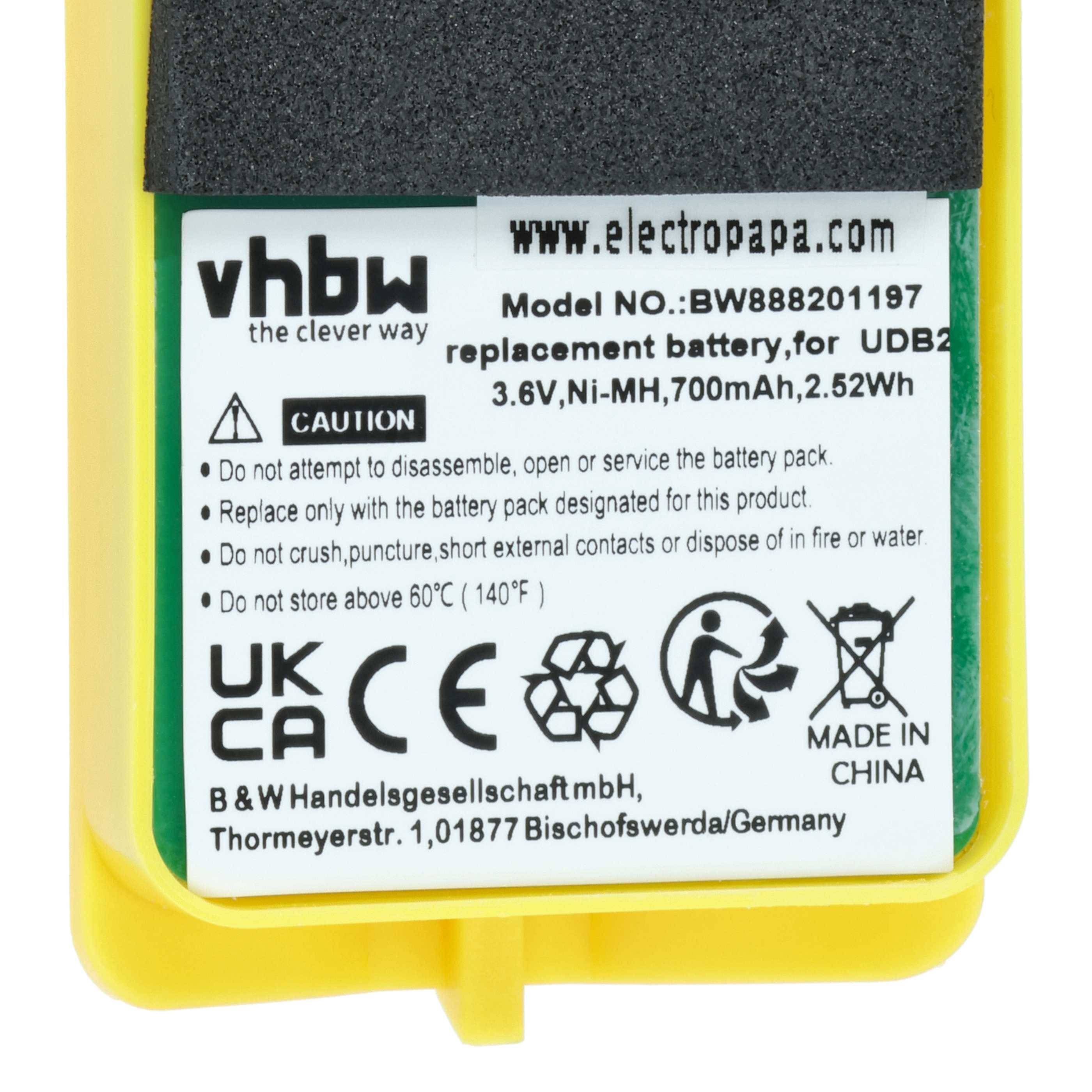 vhbw Akku kompatibel mit JAY Modular Industrial Radio Remote Control, A003 HAS, Remote UDE Funkgerät, Walkie Talkie (700 mAh, 3,6 V, NiMH)