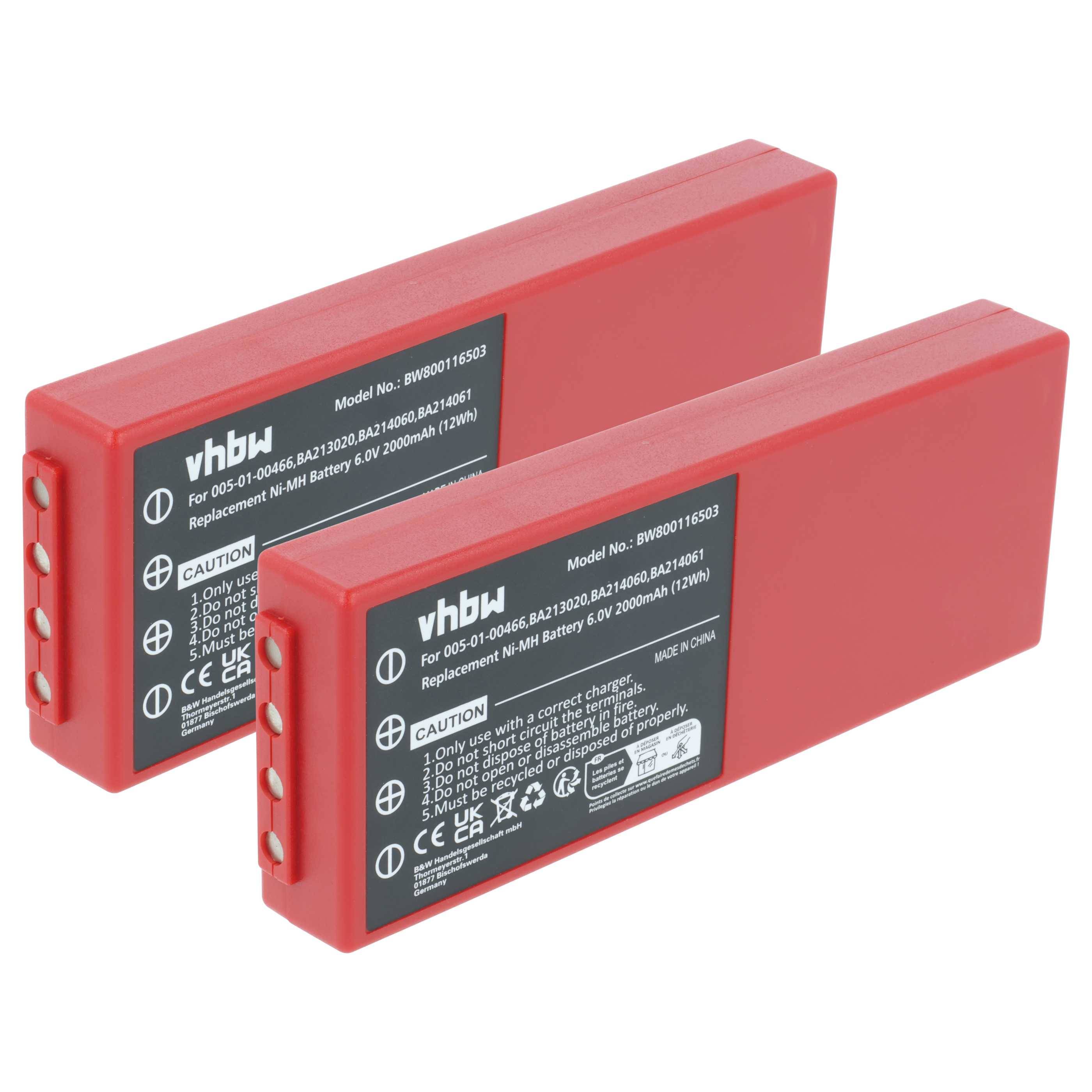 Zwei rote vhbw aufladbare Ni-MH Akkus, 6V, 4200mAh, kompatibel mit Dyson DC31 zeigt Produktdesign und Kennzeichnungsdetails.
