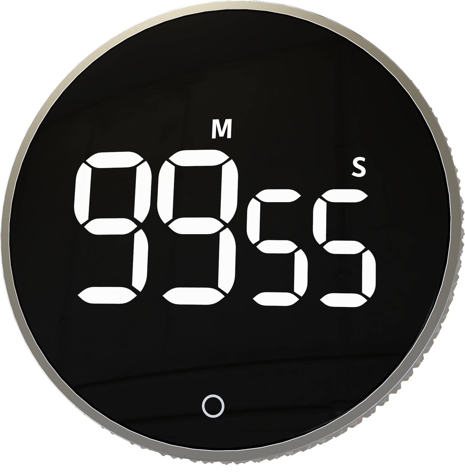 Digitale Timer-Anzeige zeigt '99 M 55 S'.