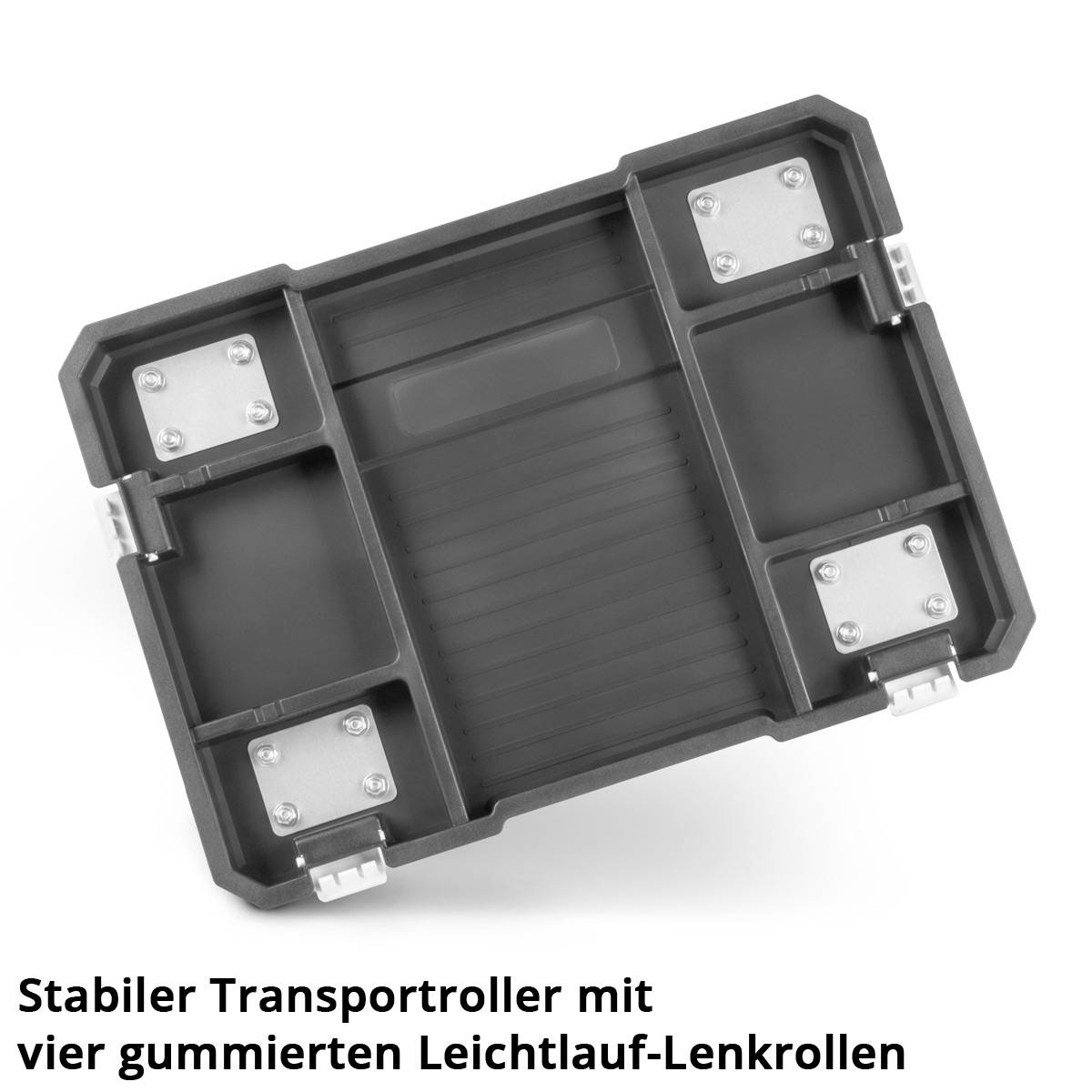 STAHLWERK Mobiles Toolbox Set mit 3 Werkzeugkoffern Rollbrett und Lenkrollen